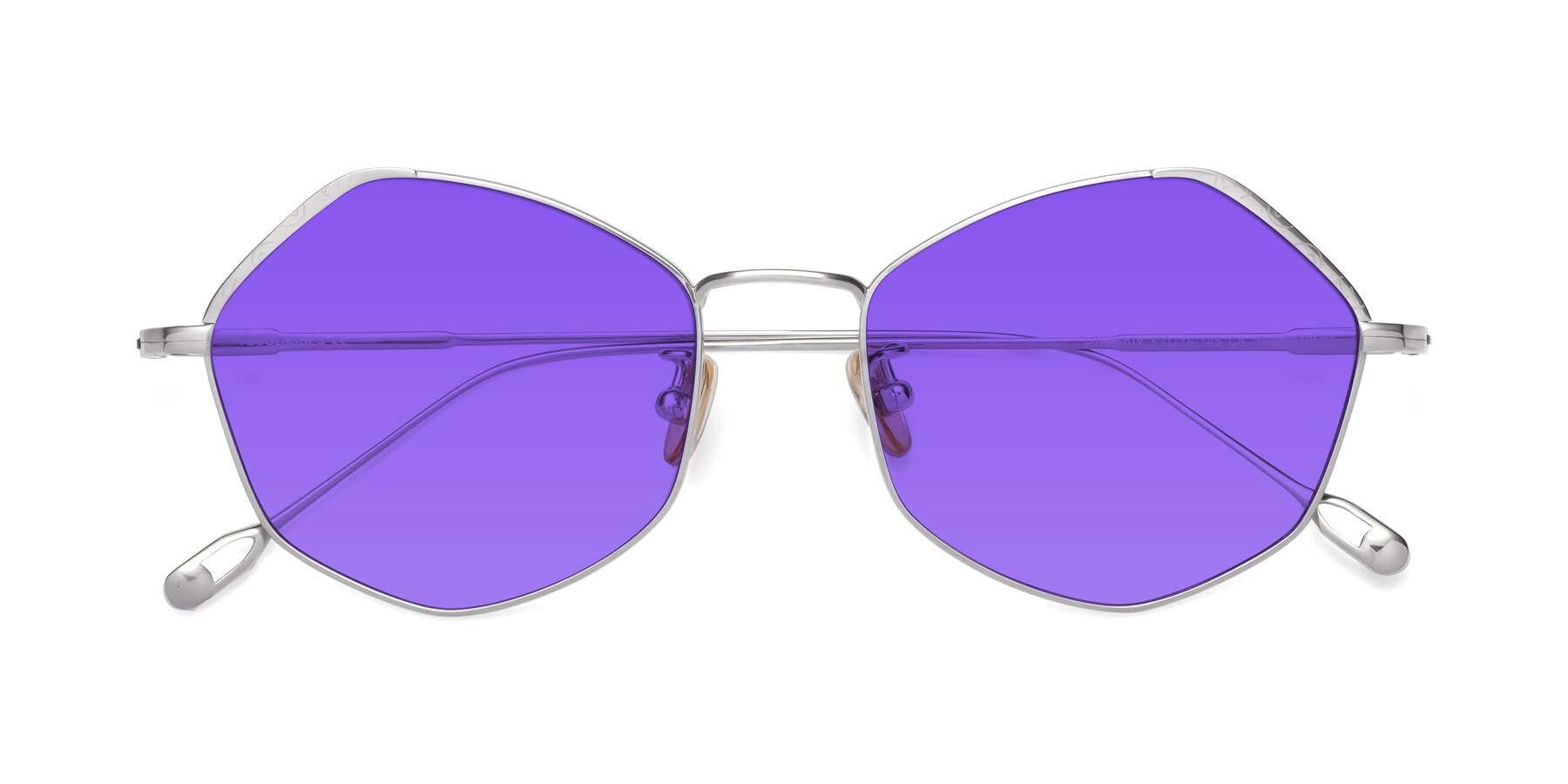 Folded Front of Phoenix in Silver with Purple Tinted Lenses