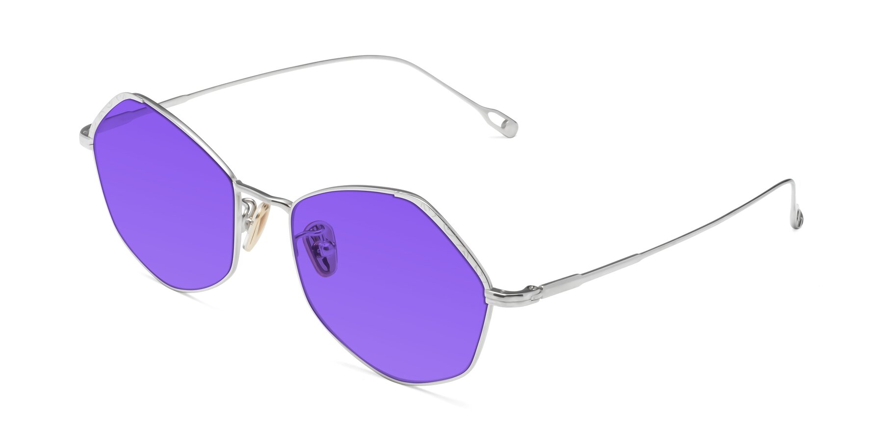 Angle of Phoenix in Silver with Purple Tinted Lenses