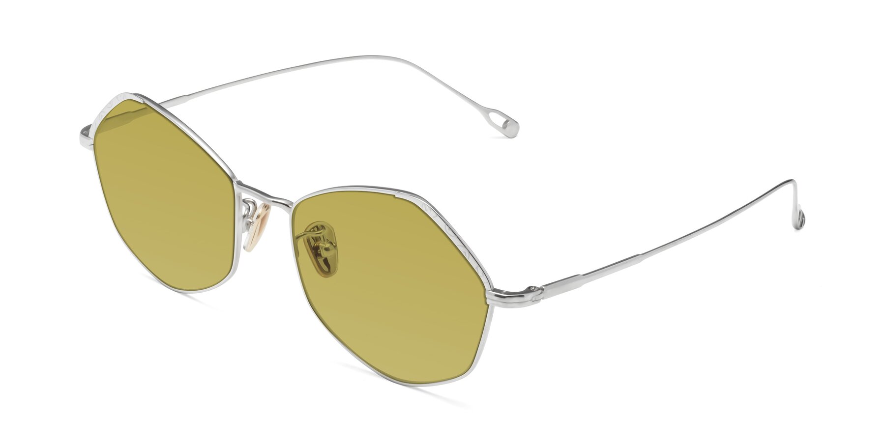 Angle of Phoenix in Silver with Champagne Tinted Lenses