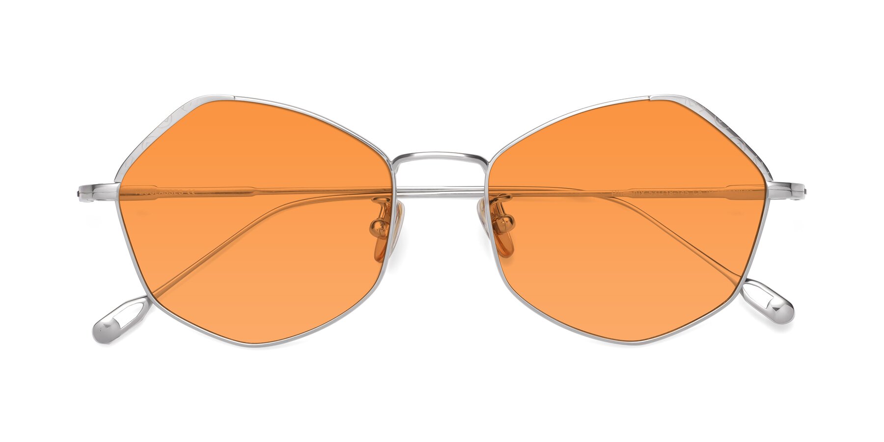 Folded Front of Phoenix in Silver with Orange Tinted Lenses
