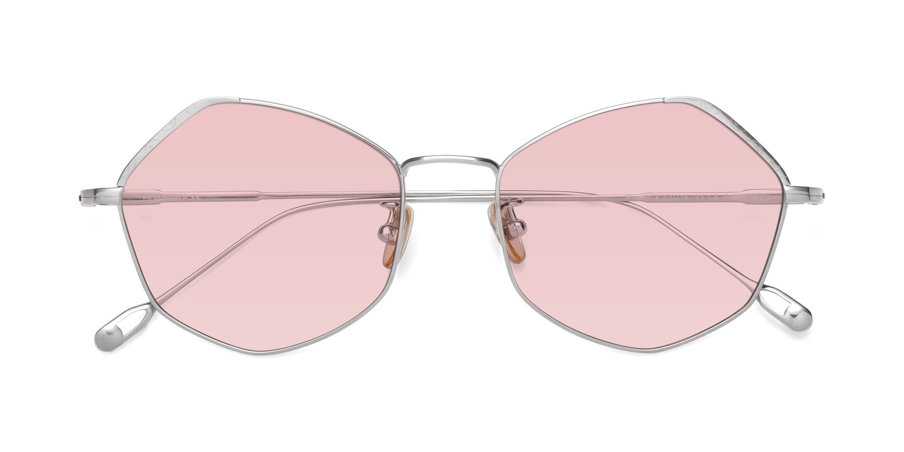 Folded Front of Phoenix in Silver with Light Garnet Tinted Lenses