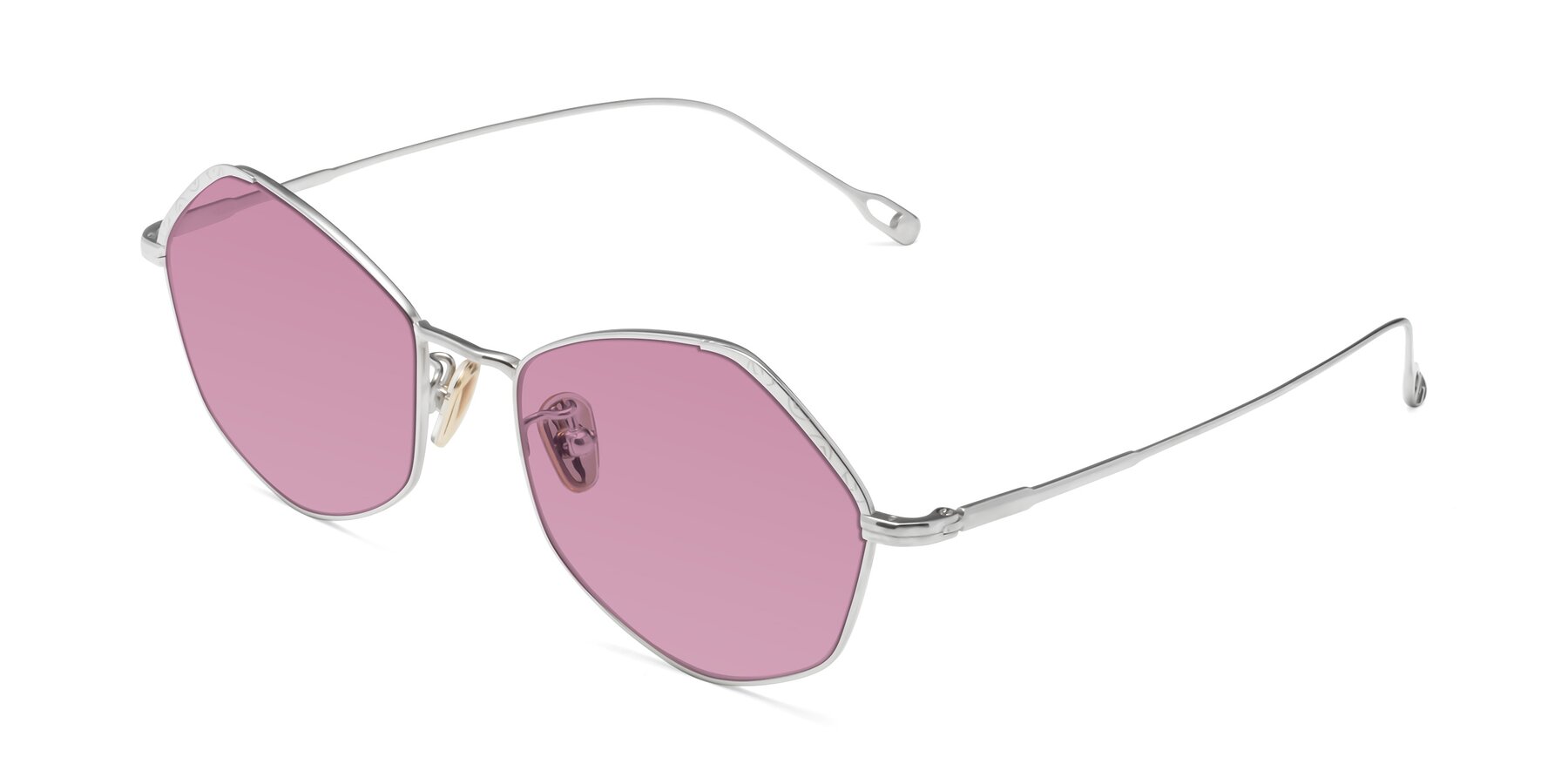 Angle of Phoenix in Silver with Medium Wine Tinted Lenses