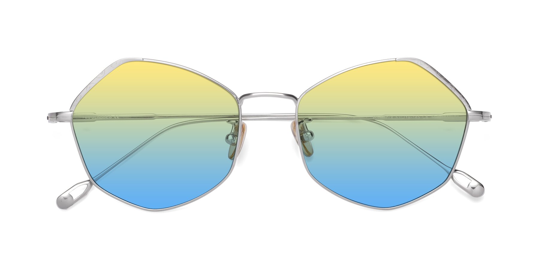 Folded Front of Phoenix in Silver with Yellow / Blue Gradient Lenses
