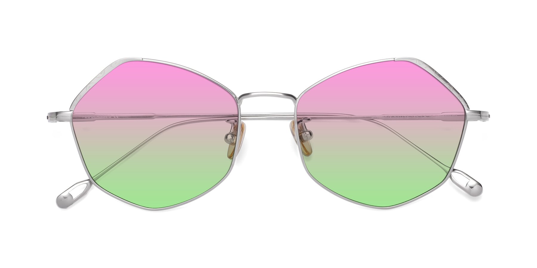Folded Front of Phoenix in Silver with Pink / Green Gradient Lenses