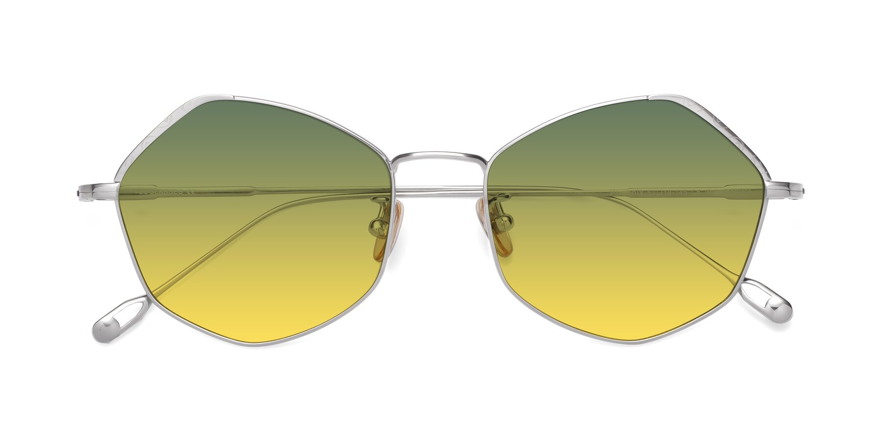 Folded Front of Phoenix in Silver with Green / Yellow Gradient Lenses