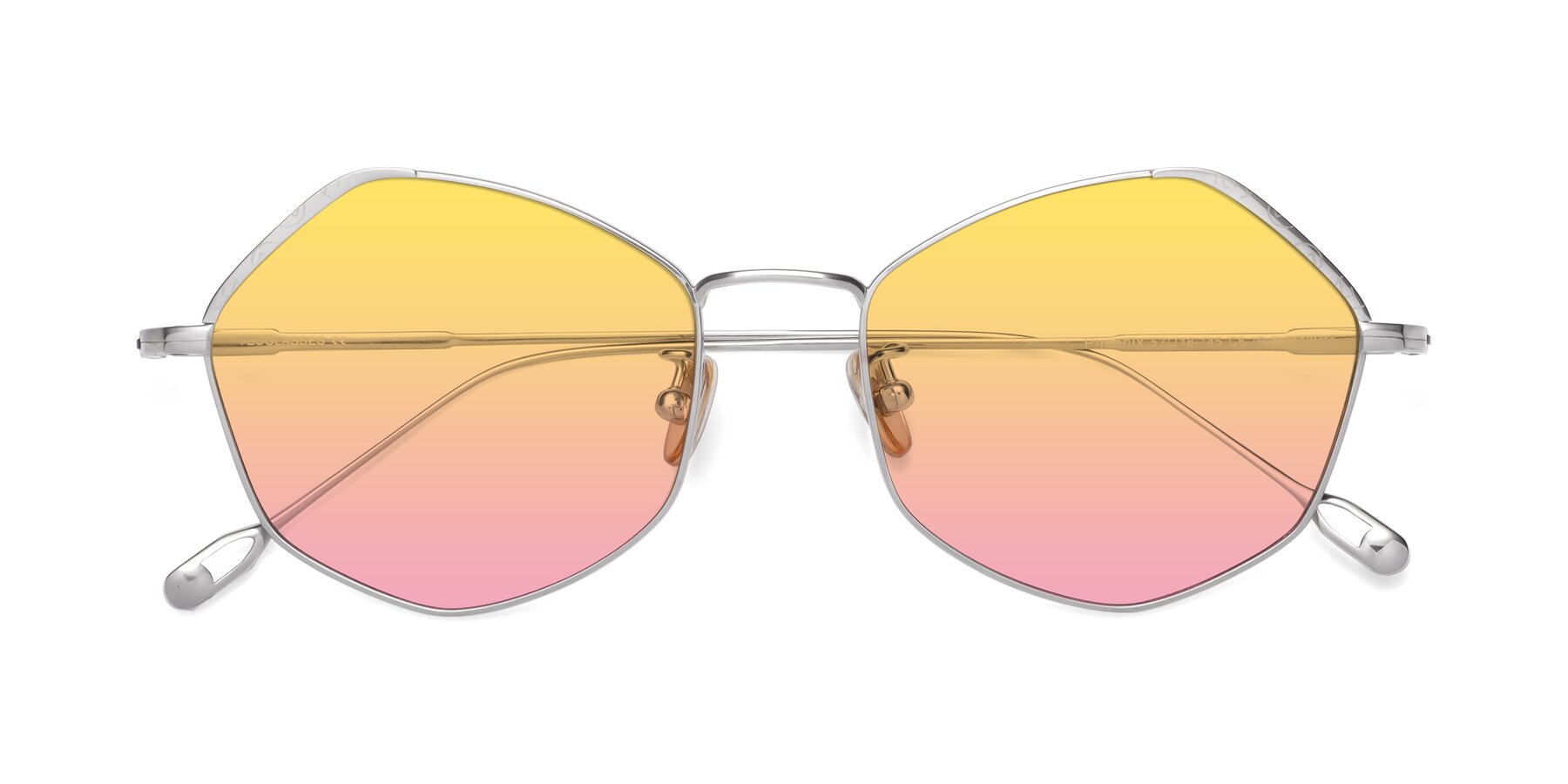 Folded Front of Phoenix in Silver with Yellow / Pink Gradient Lenses