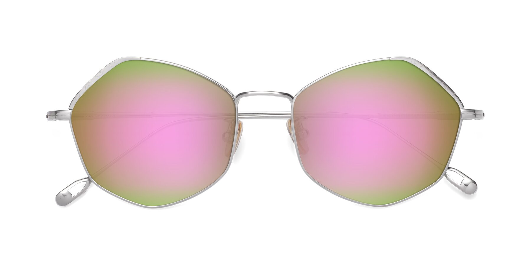 Folded Front of Phoenix in Silver with Pink Mirrored Lenses