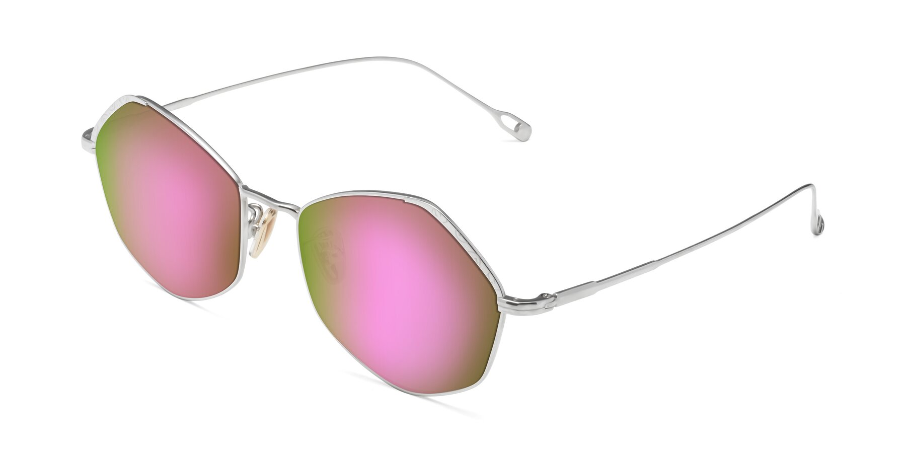 Angle of Phoenix in Silver with Pink Mirrored Lenses