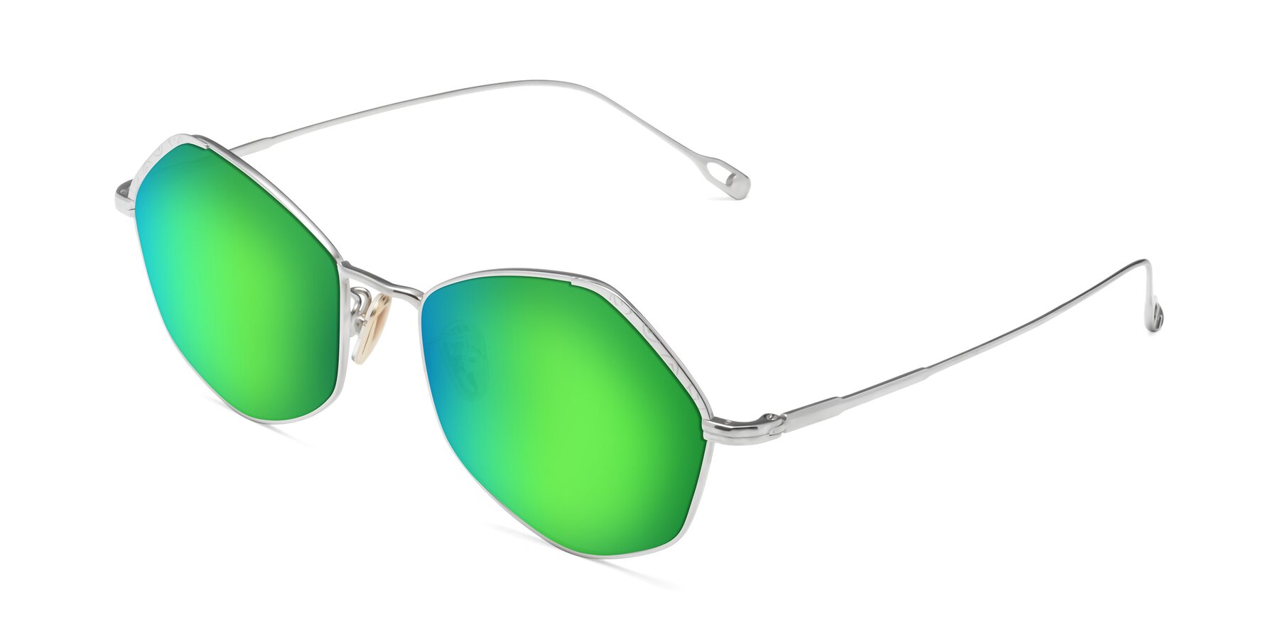 Angle of Phoenix in Silver with Green Mirrored Lenses