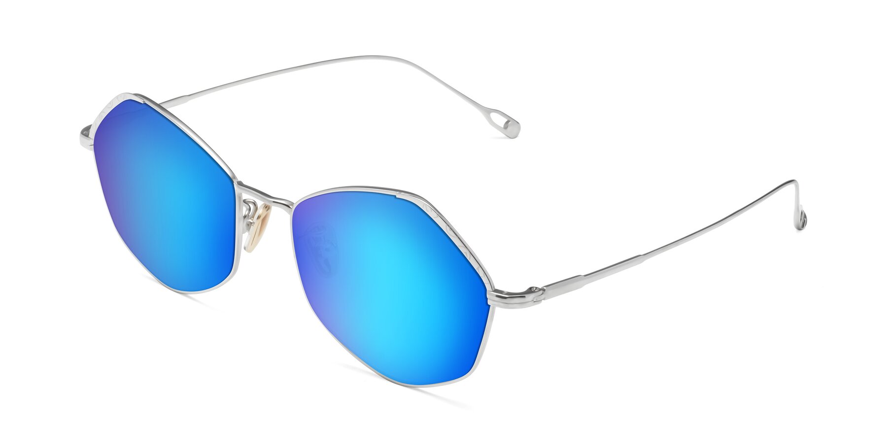 Angle of Phoenix in Silver with Blue Mirrored Lenses
