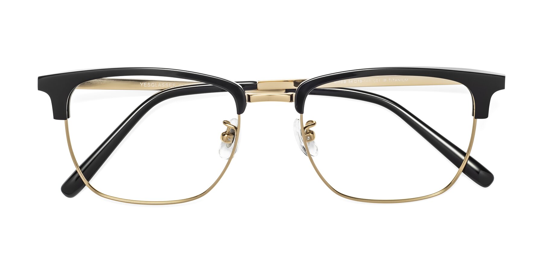 Folded Front of Milpa in Black-Gold with Clear Blue Light Blocking Lenses