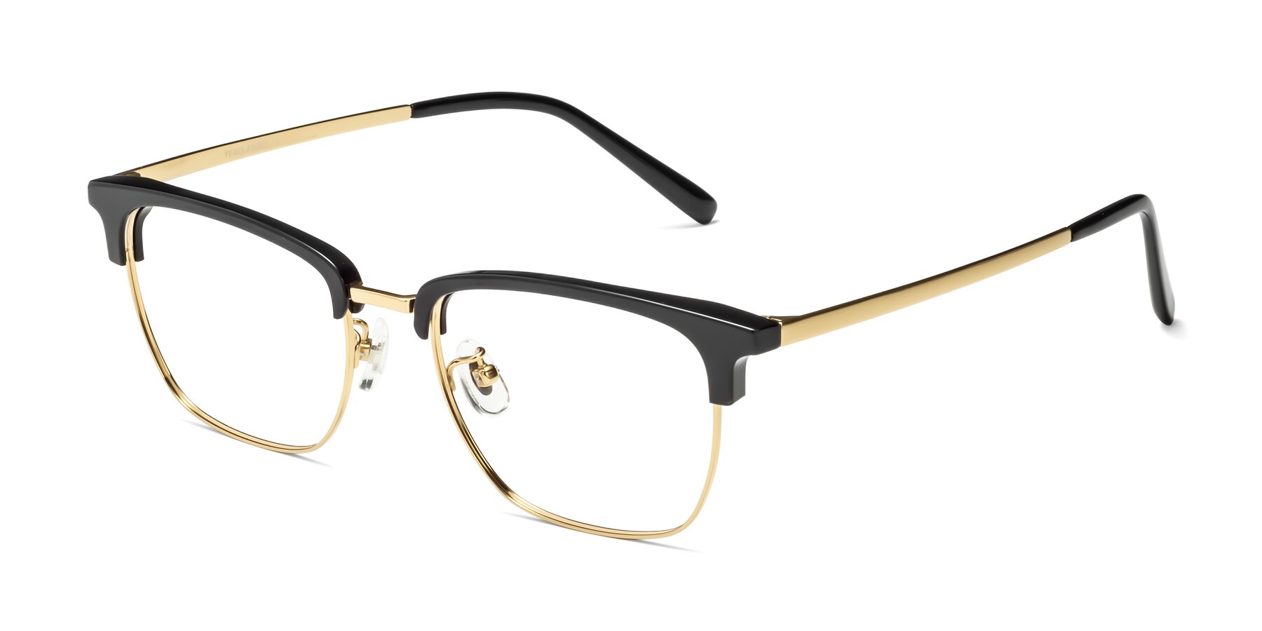 Angle of Milpa in Black-Gold with Clear Eyeglass Lenses