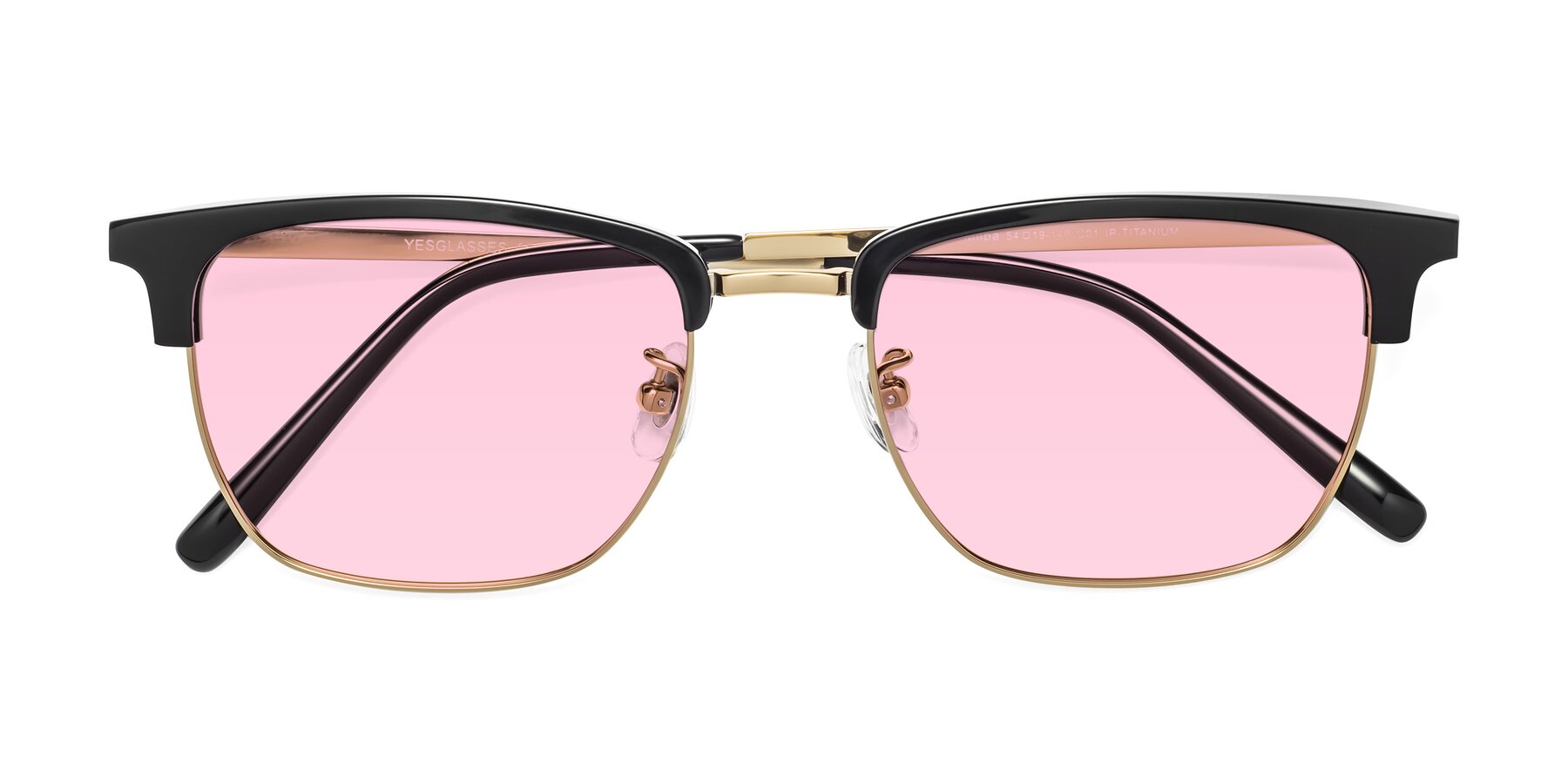 Folded Front of Milpa in Black-Gold with Light Pink Tinted Lenses