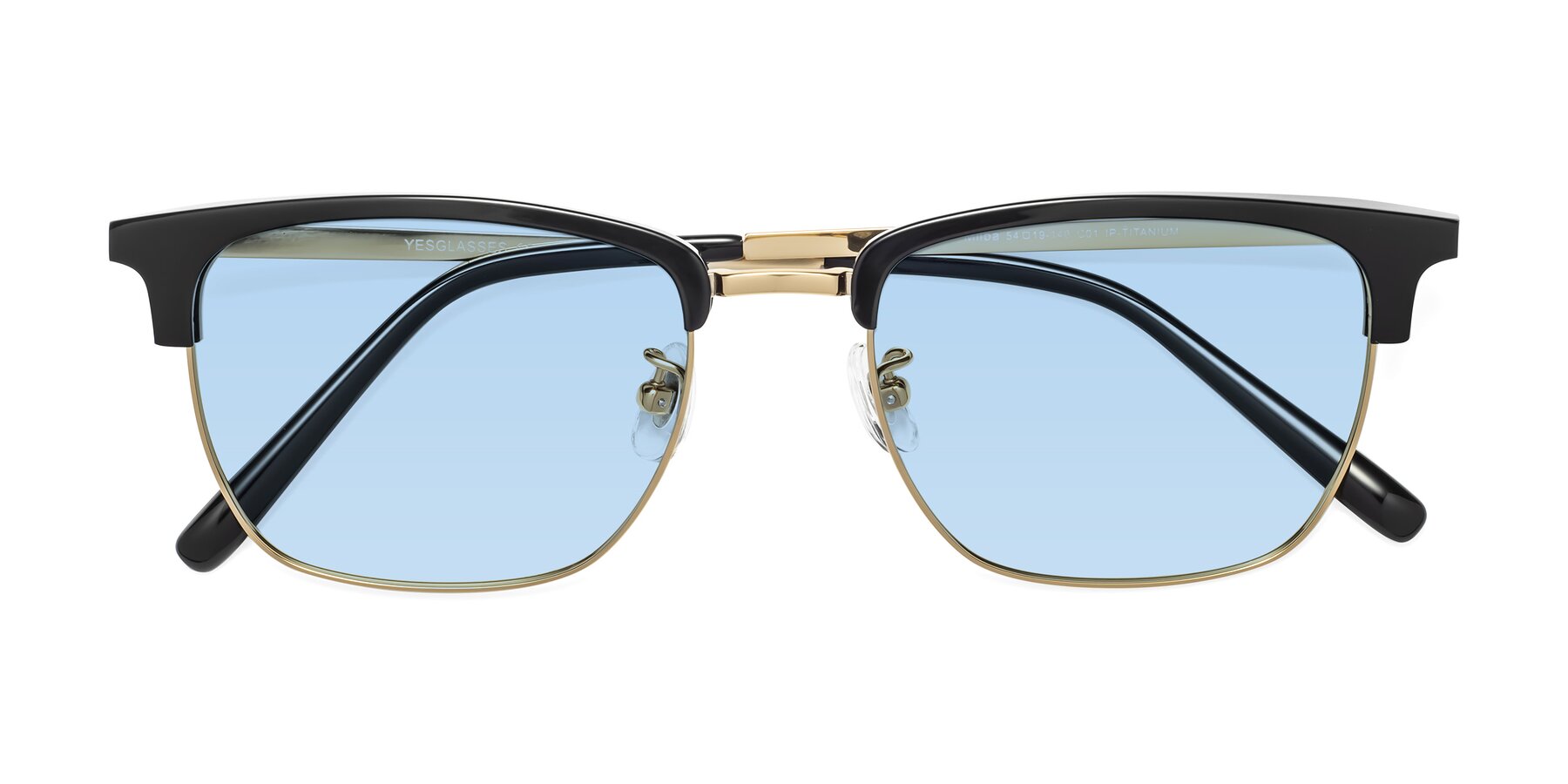 Folded Front of Milpa in Black-Gold with Light Blue Tinted Lenses