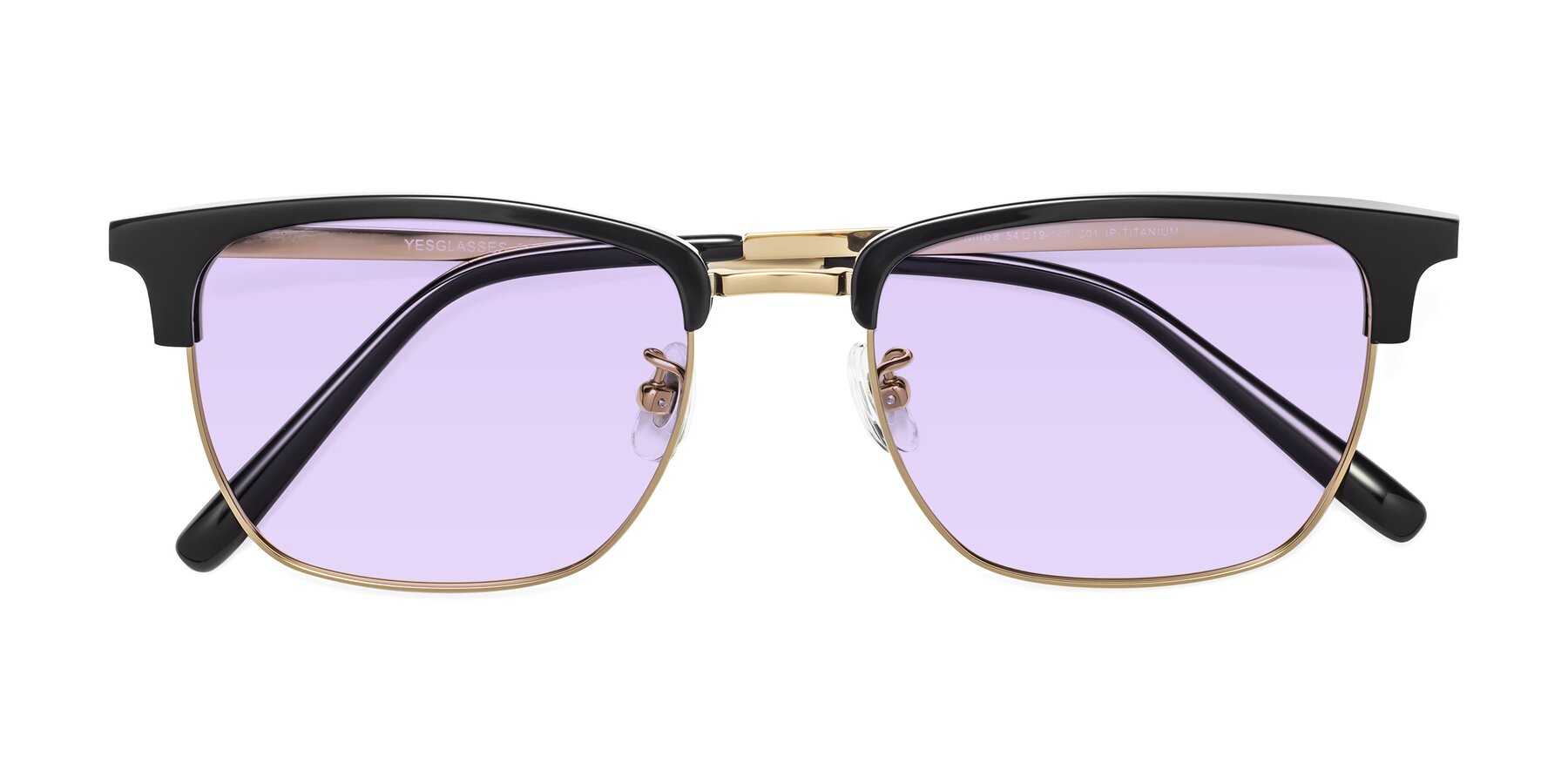 Folded Front of Milpa in Black-Gold with Light Purple Tinted Lenses
