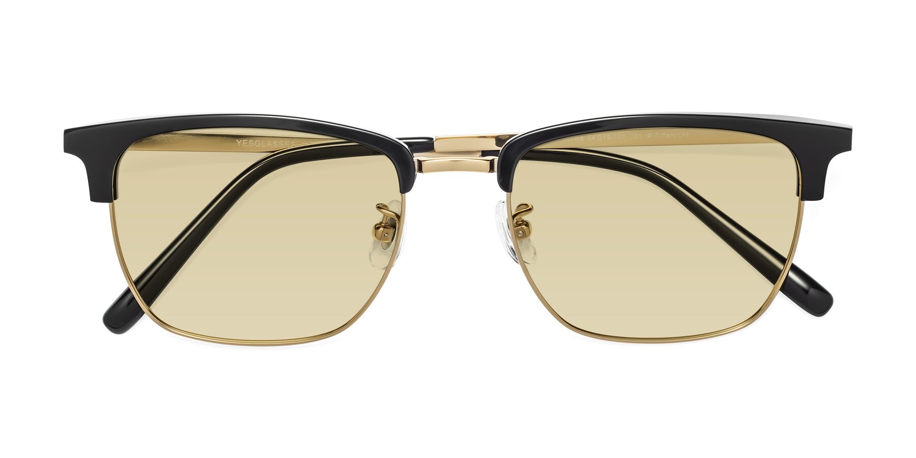 Folded Front of Milpa in Black-Gold with Light Champagne Tinted Lenses
