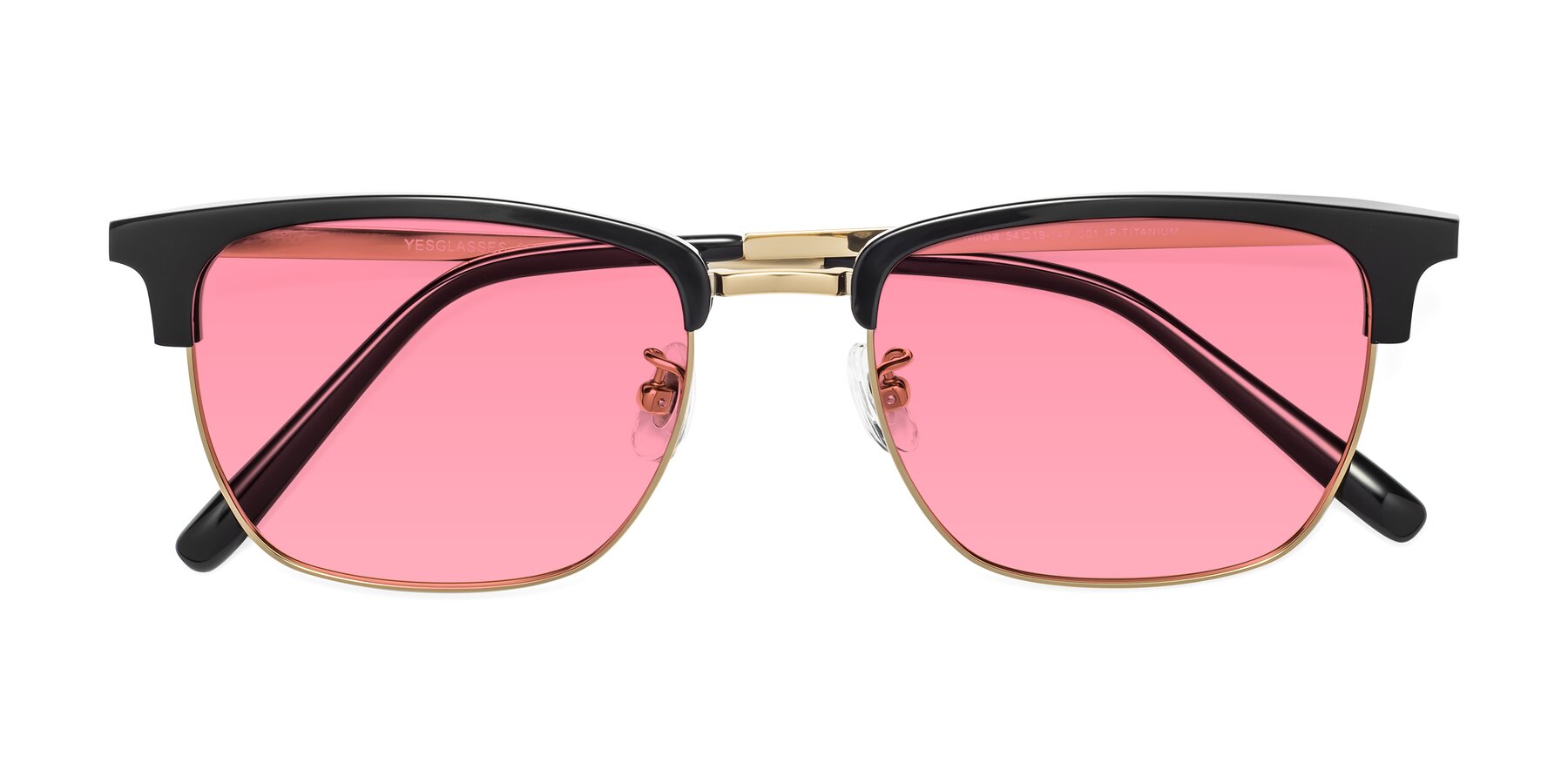 Folded Front of Milpa in Black-Gold with Pink Tinted Lenses