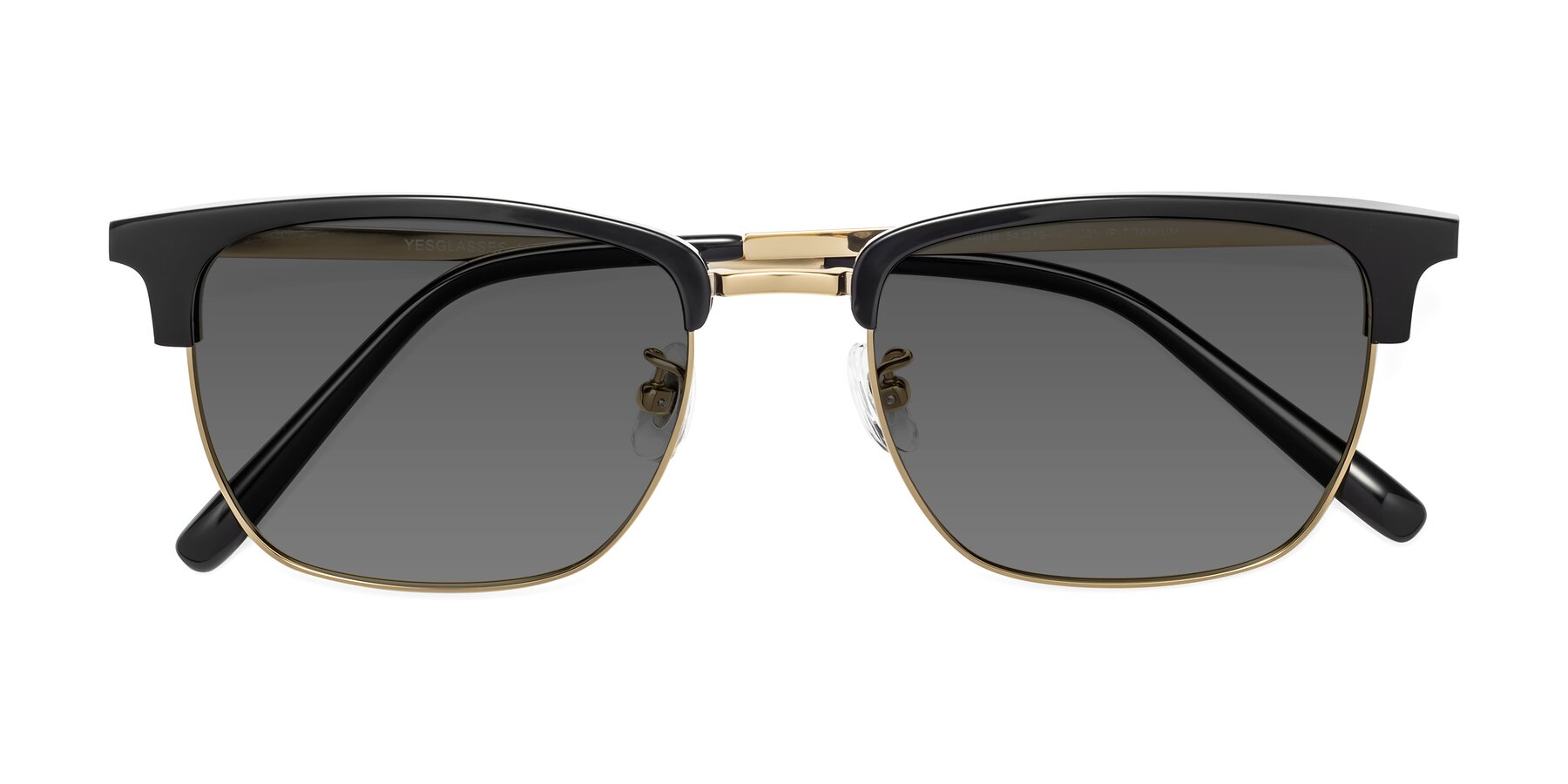 Folded Front of Milpa in Black-Gold with Medium Gray Tinted Lenses
