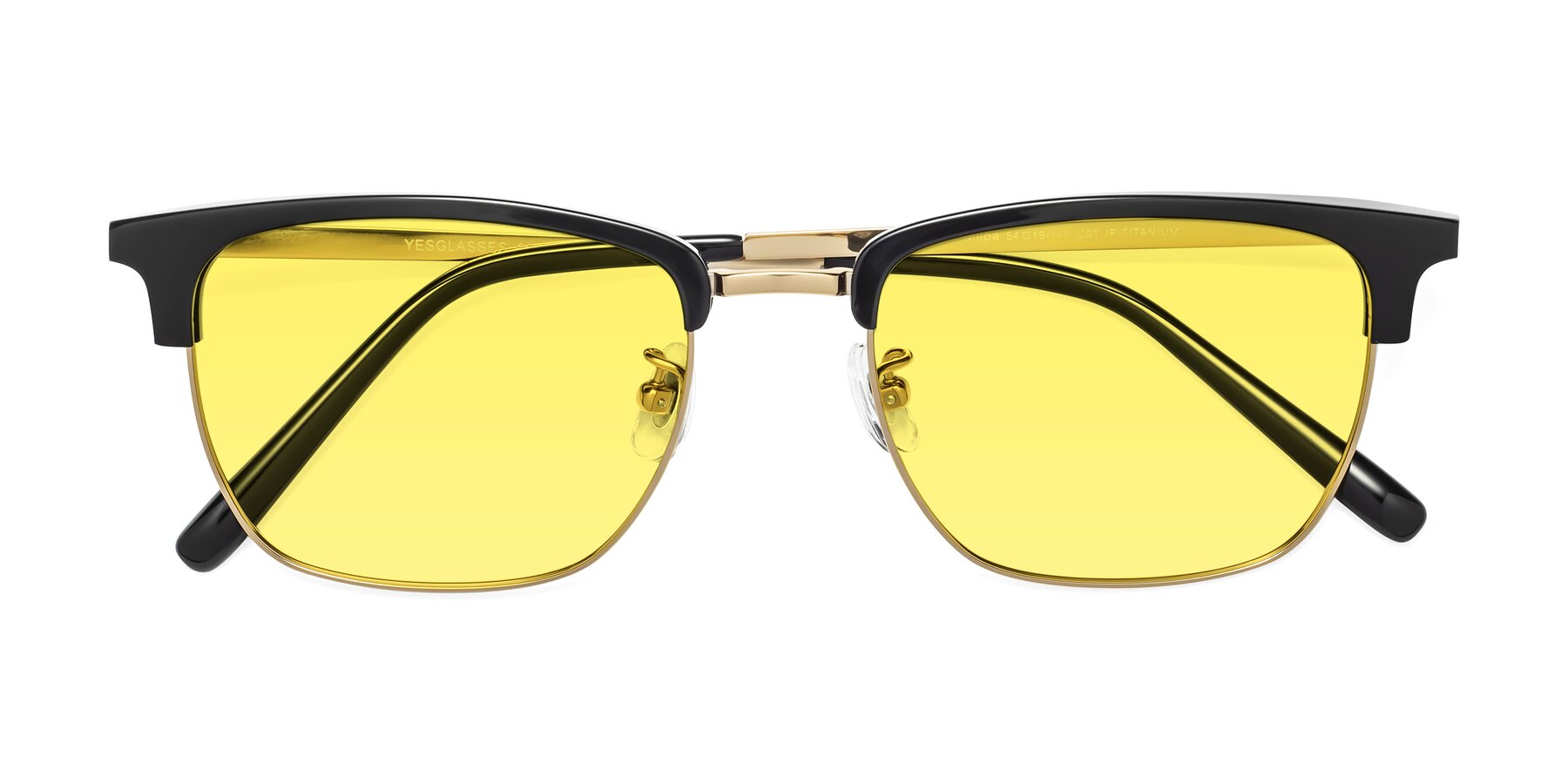 Folded Front of Milpa in Black-Gold with Medium Yellow Tinted Lenses