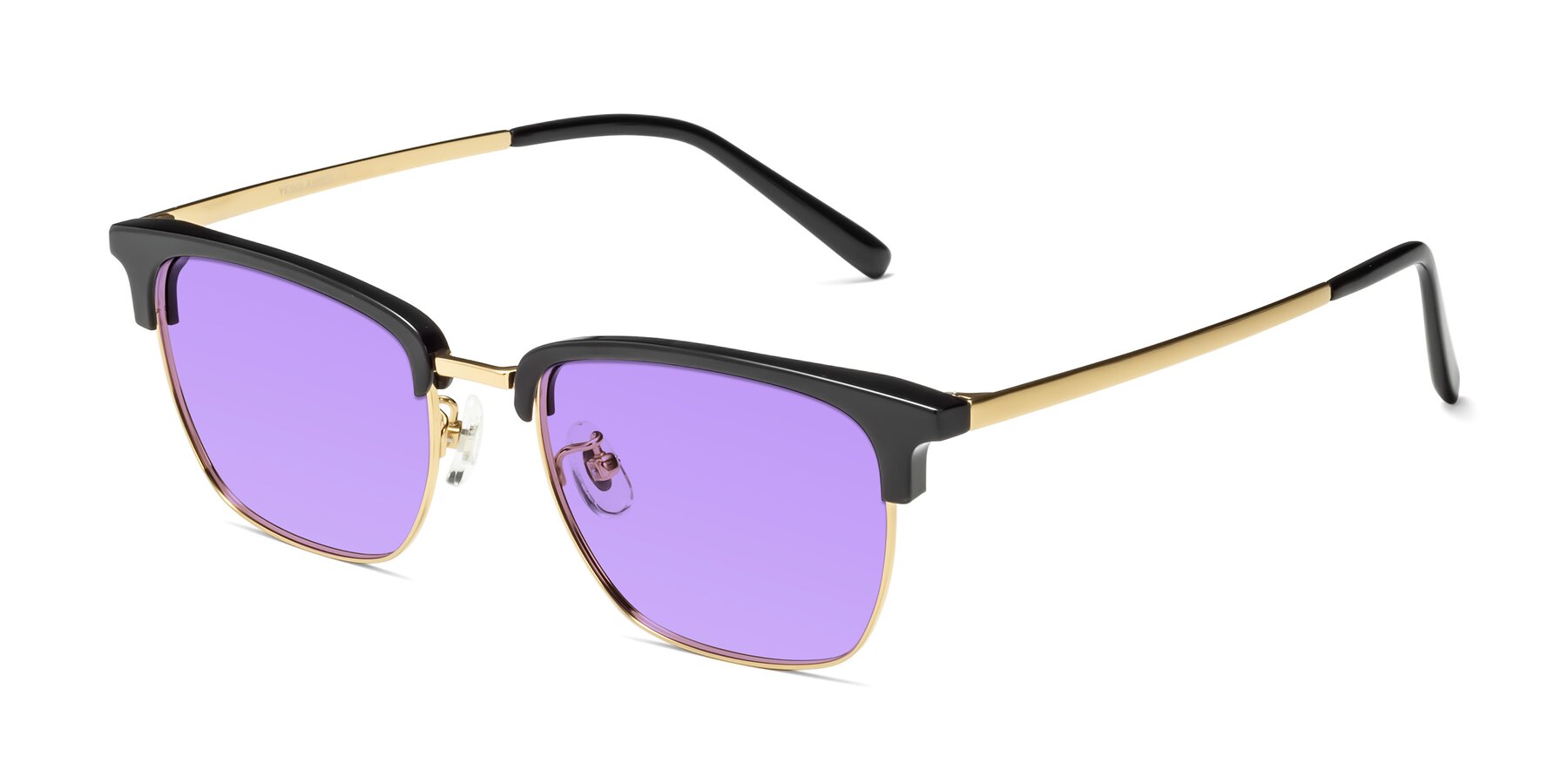 Angle of Milpa in Black-Gold with Medium Purple Tinted Lenses