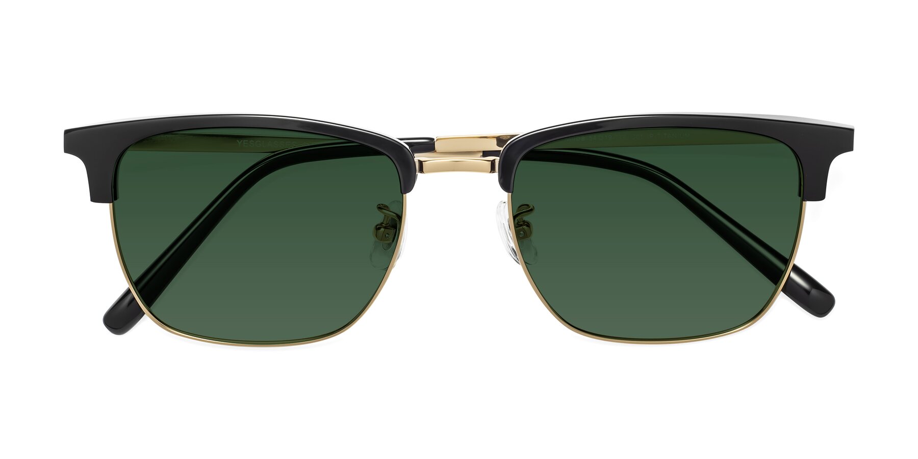 Folded Front of Milpa in Black-Gold with Green Tinted Lenses