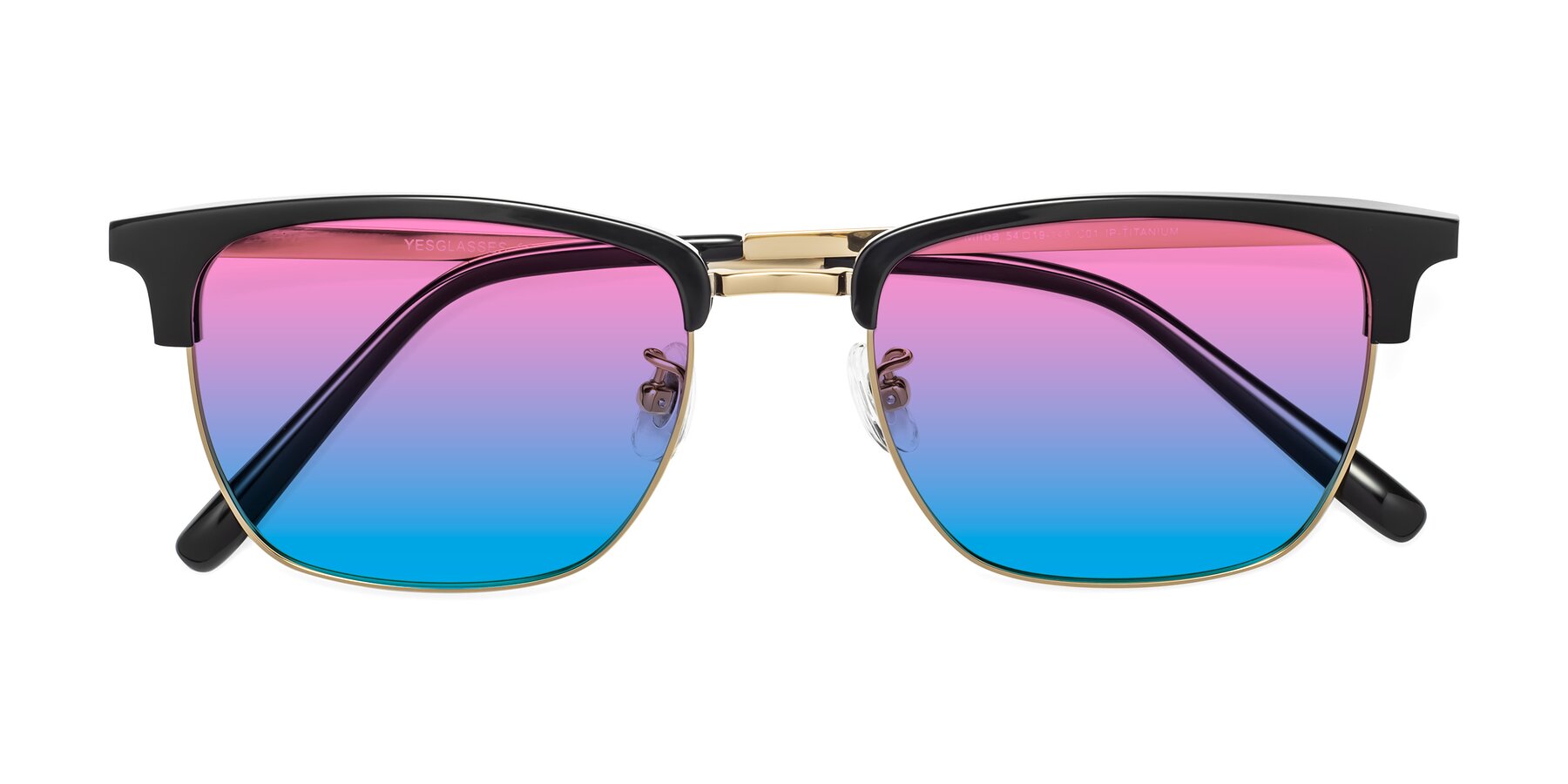 Folded Front of Milpa in Black-Gold with Pink / Blue Gradient Lenses