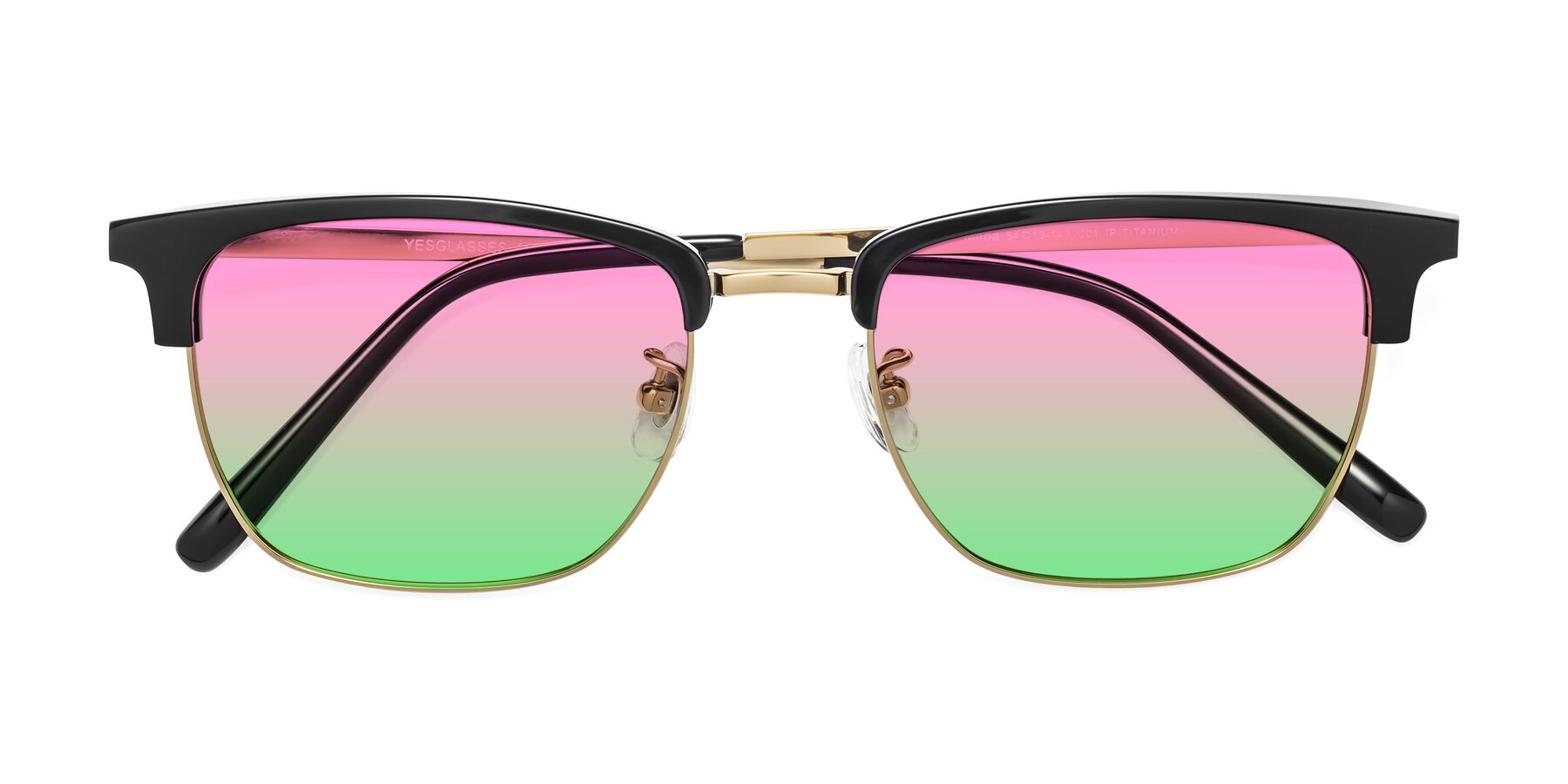 Folded Front of Milpa in Black-Gold with Pink / Green Gradient Lenses
