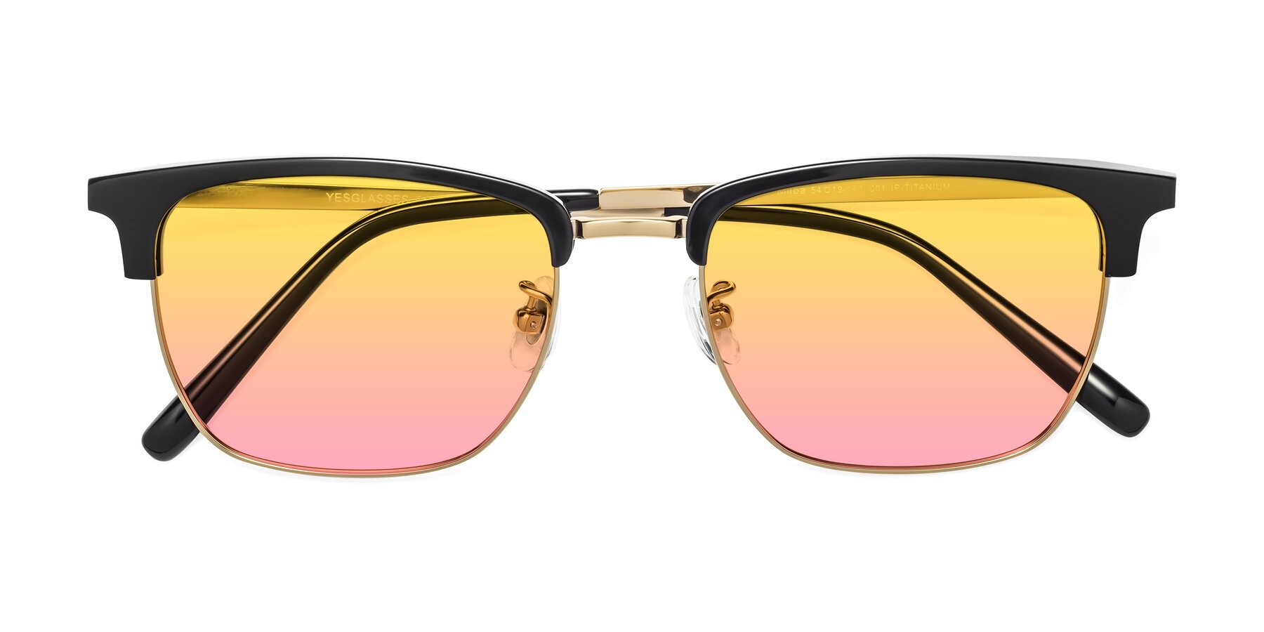 Folded Front of Milpa in Black-Gold with Yellow / Pink Gradient Lenses