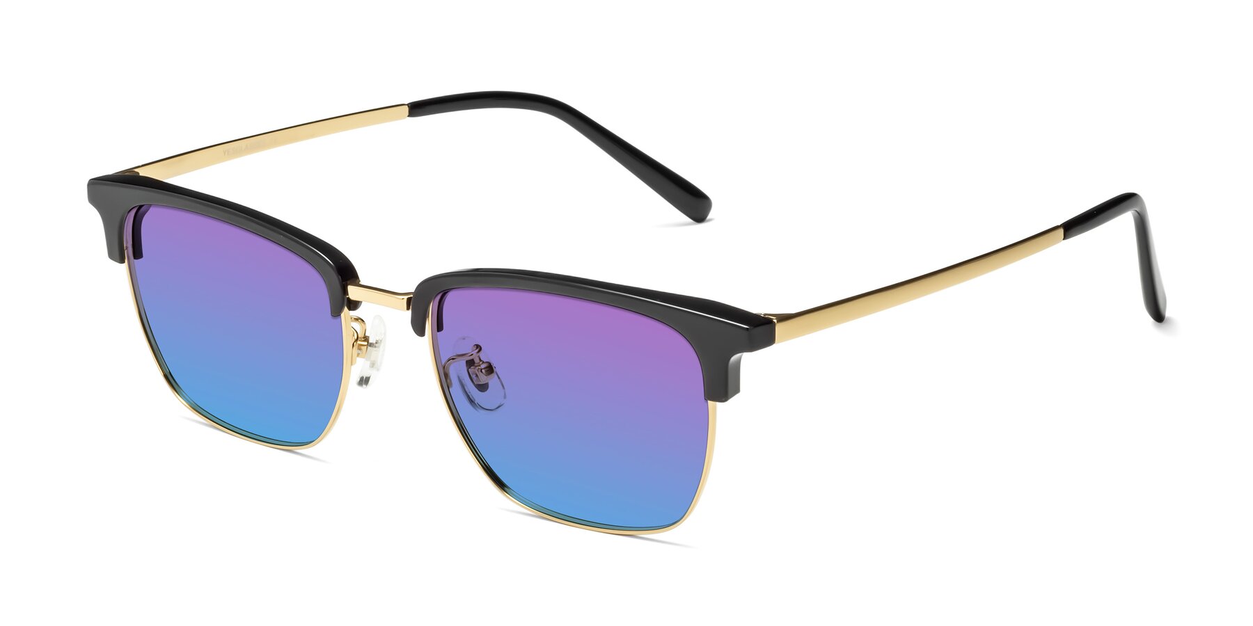 Angle of Milpa in Black-Gold with Purple / Blue Gradient Lenses
