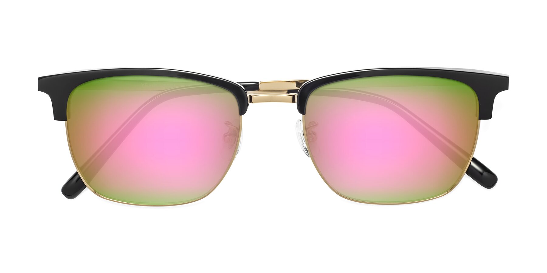 Folded Front of Milpa in Black-Gold with Pink Mirrored Lenses
