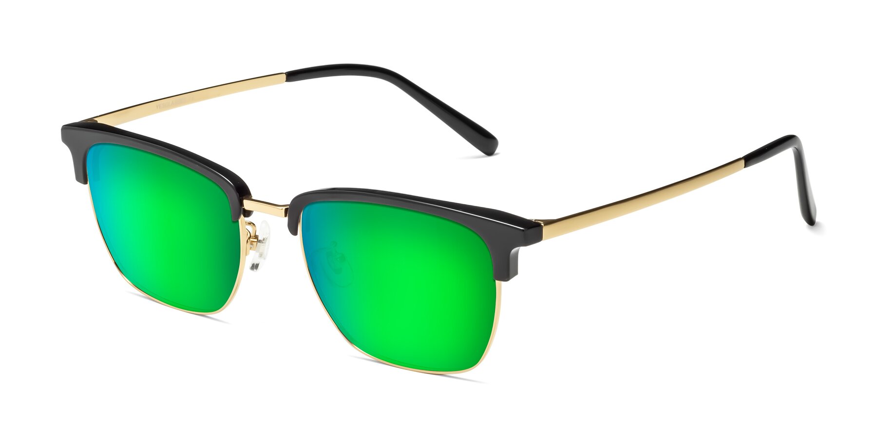 Angle of Milpa in Black-Gold with Green Mirrored Lenses