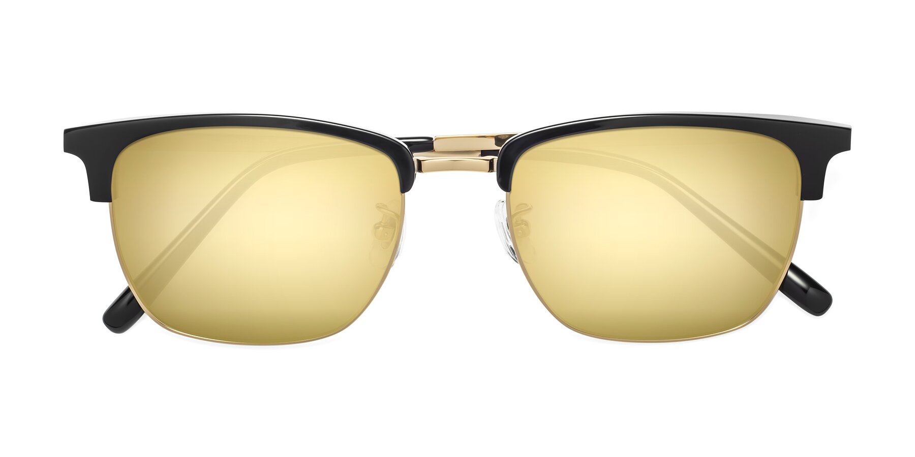 Folded Front of Milpa in Black-Gold with Gold Mirrored Lenses