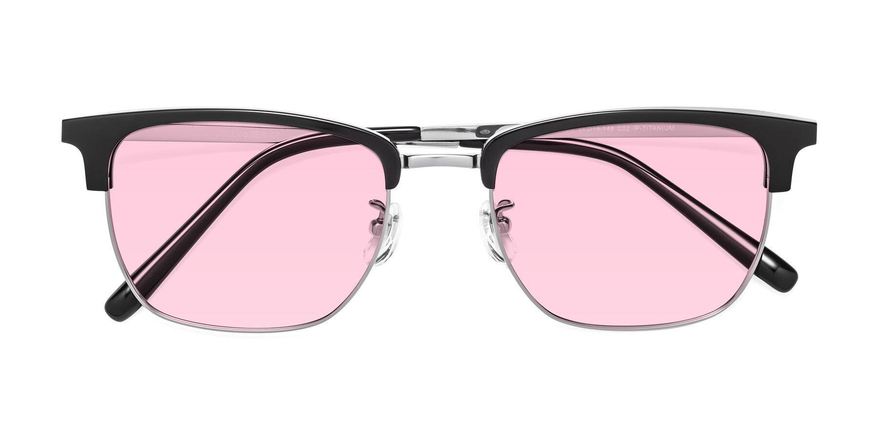 Folded Front of Milpa in Black-Silver with Light Pink Tinted Lenses