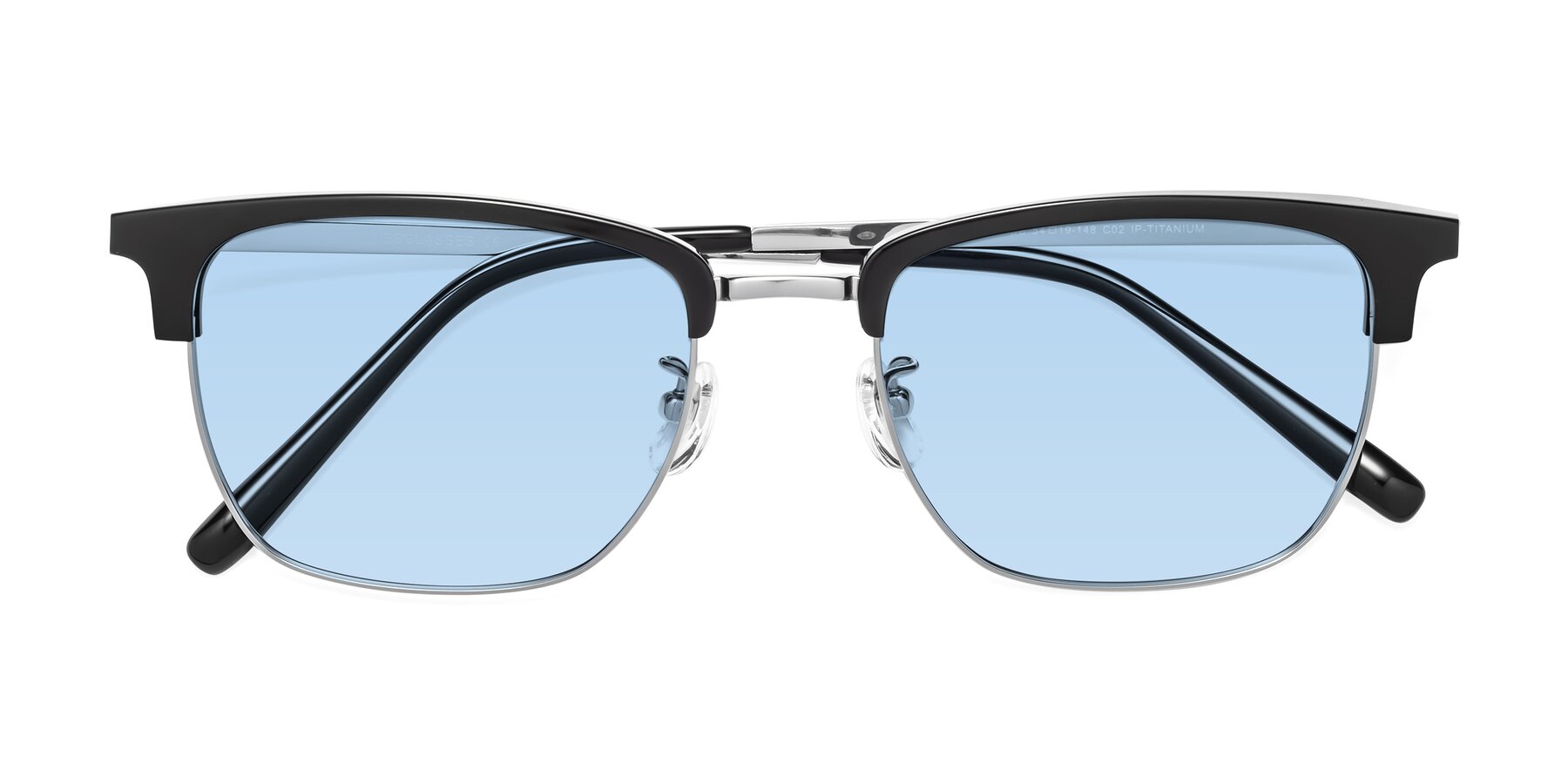 Folded Front of Milpa in Black-Silver with Light Blue Tinted Lenses