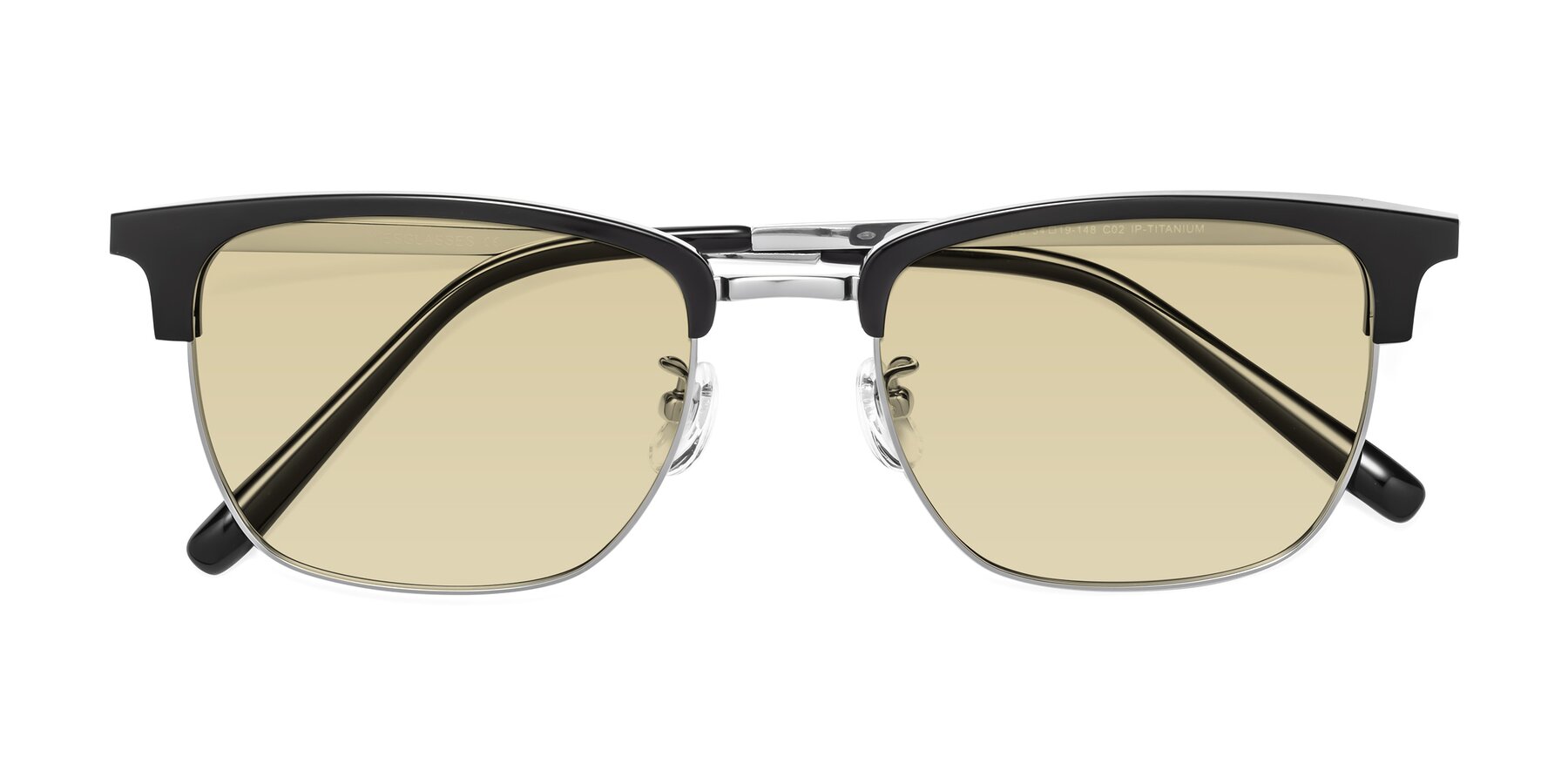 Folded Front of Milpa in Black-Silver with Light Champagne Tinted Lenses