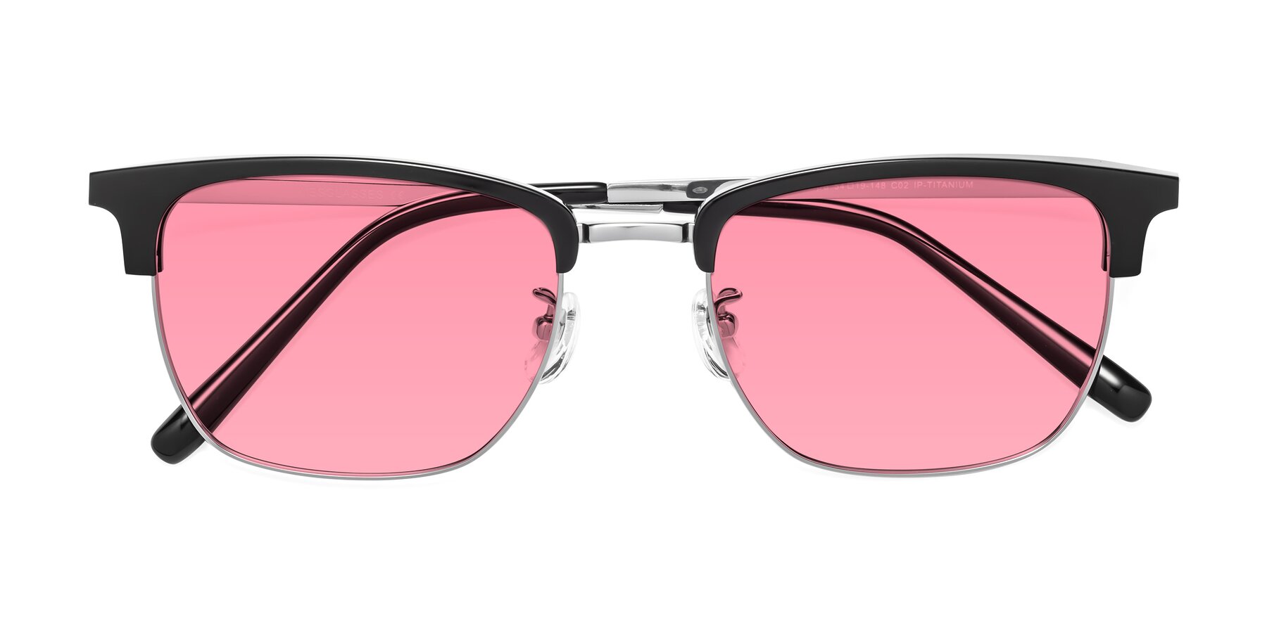 Folded Front of Milpa in Black-Silver with Pink Tinted Lenses
