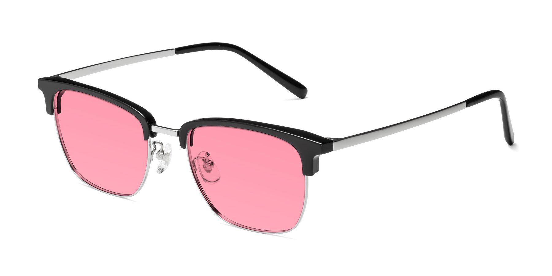 Angle of Milpa in Black-Silver with Pink Tinted Lenses