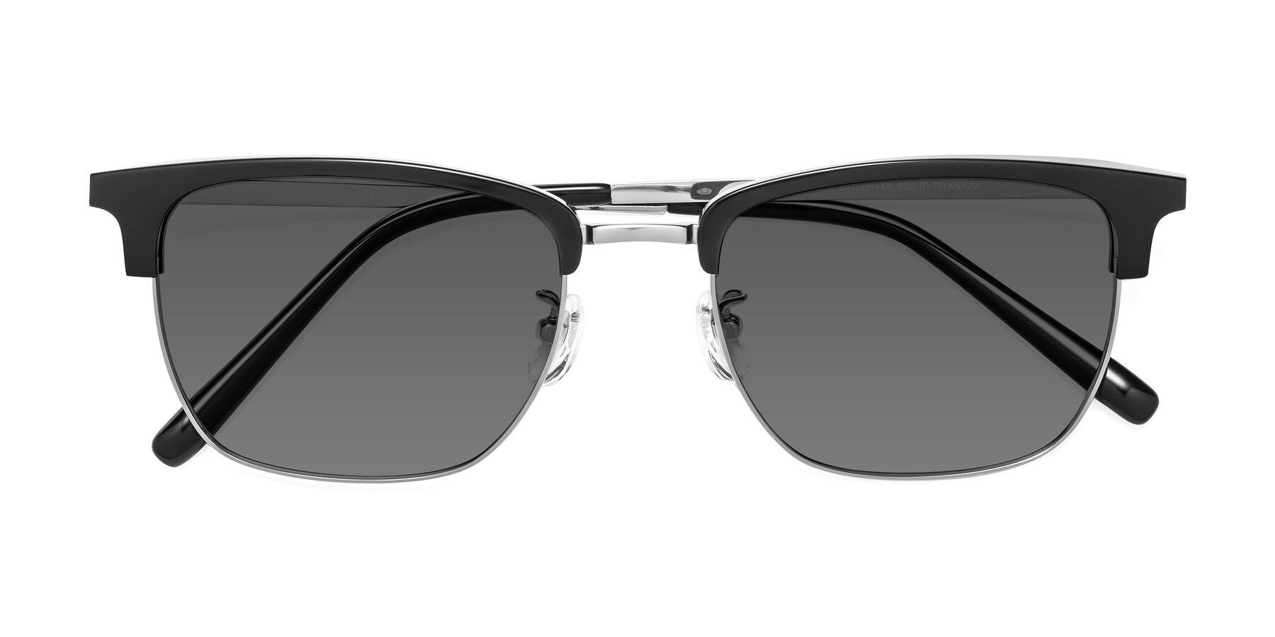 Folded Front of Milpa in Black-Silver with Medium Gray Tinted Lenses