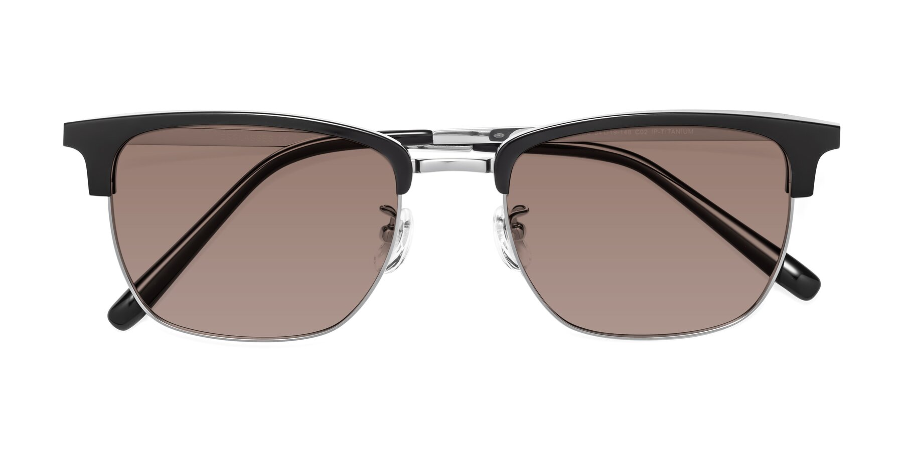 Folded Front of Milpa in Black-Silver with Medium Brown Tinted Lenses