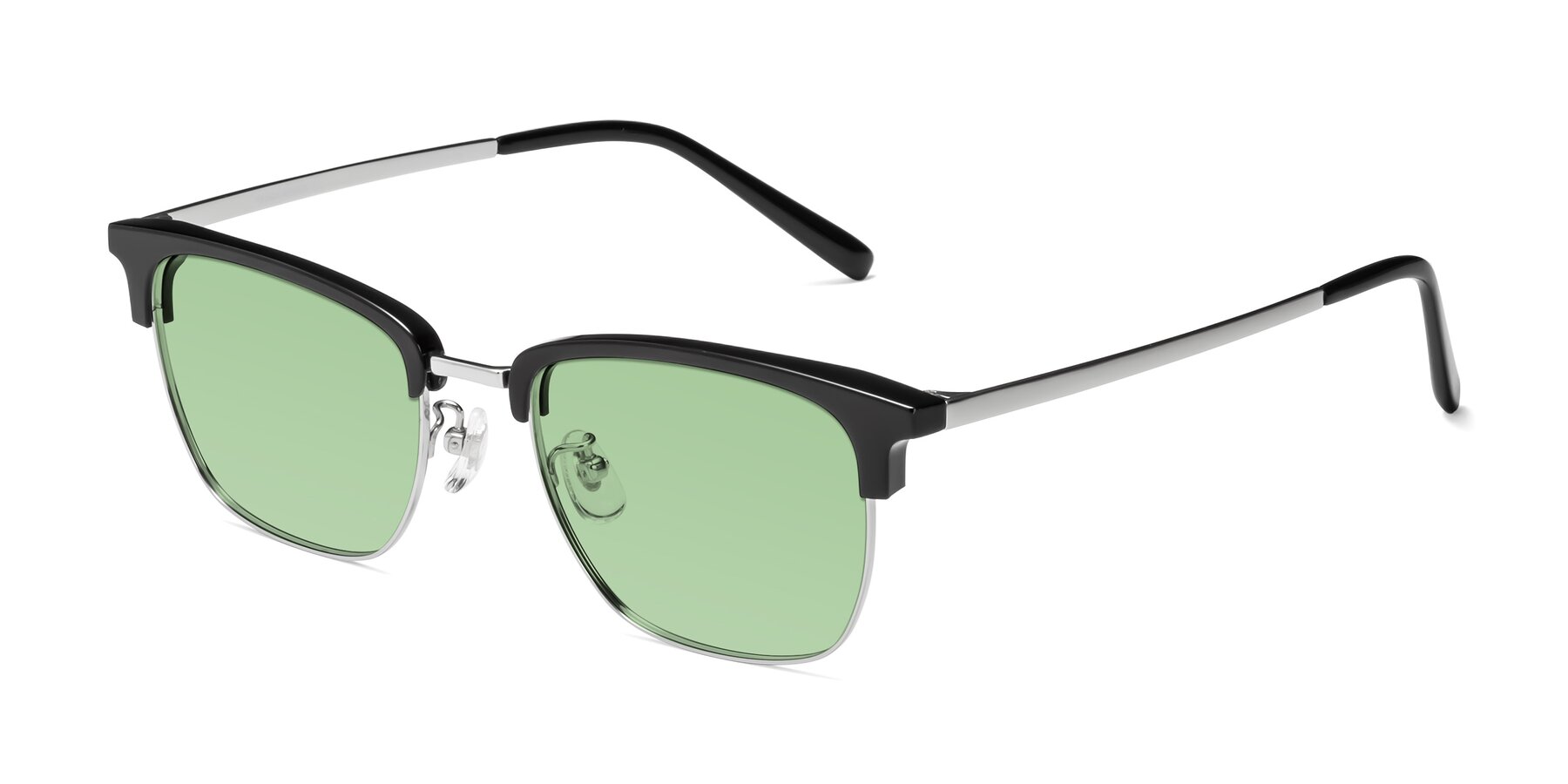 Angle of Milpa in Black-Silver with Medium Green Tinted Lenses