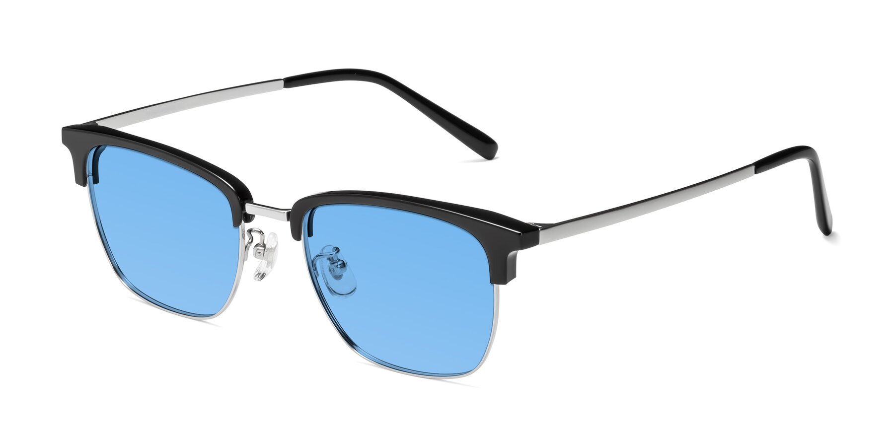 Angle of Milpa in Black-Silver with Medium Blue Tinted Lenses