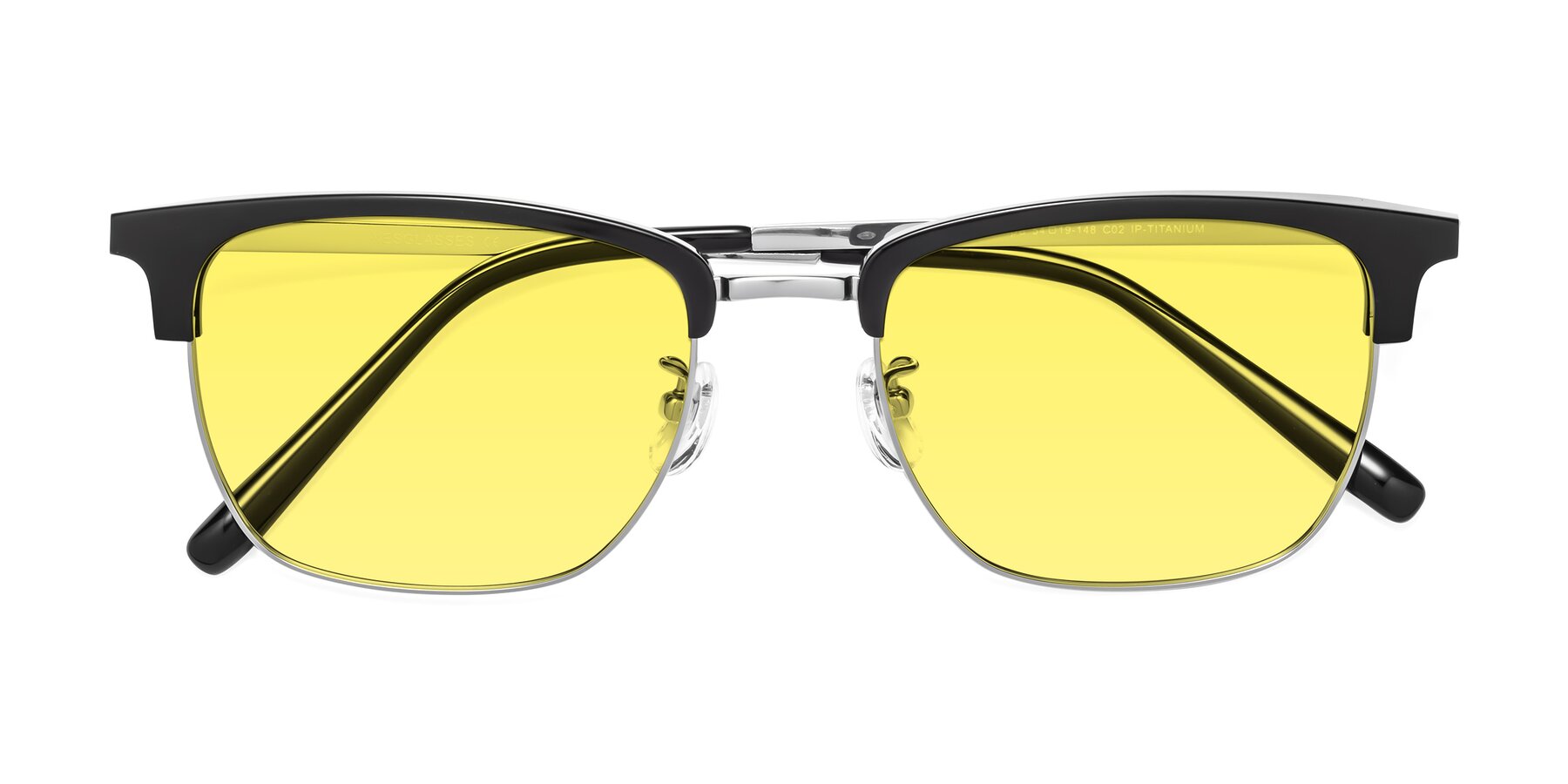 Folded Front of Milpa in Black-Silver with Medium Yellow Tinted Lenses