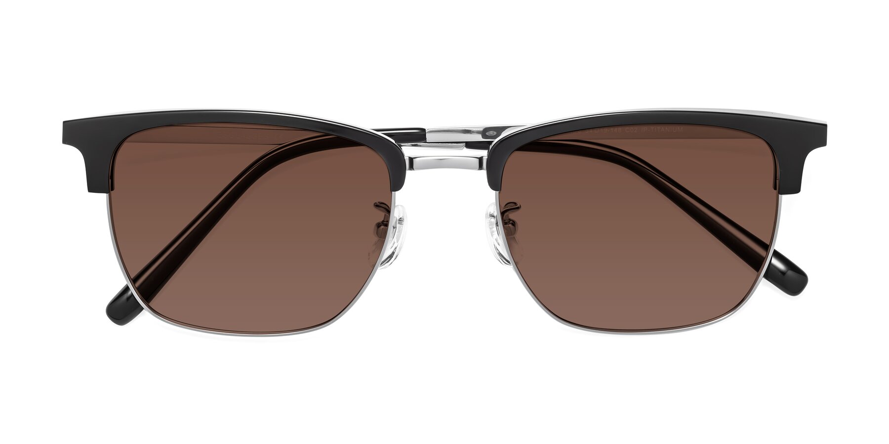 Folded Front of Milpa in Black-Silver with Brown Tinted Lenses