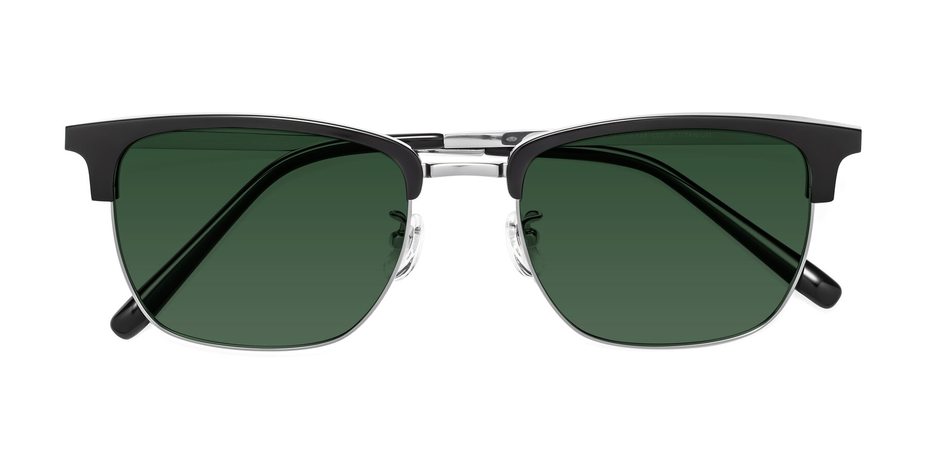 Folded Front of Milpa in Black-Silver with Green Tinted Lenses