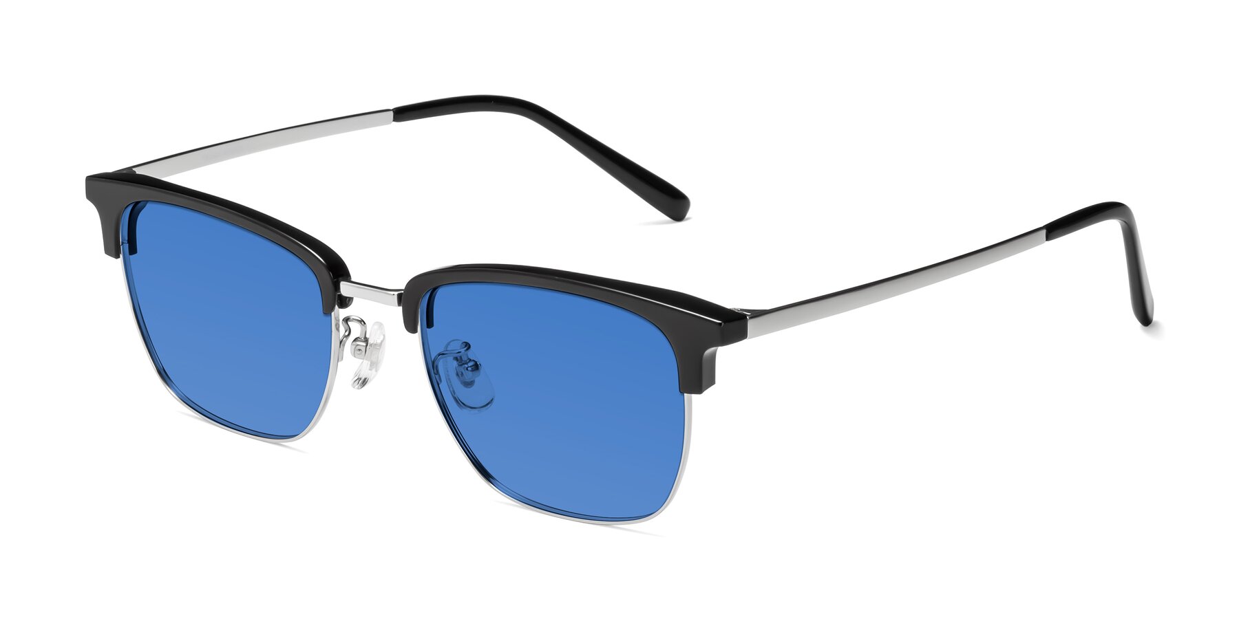Angle of Milpa in Black-Silver with Blue Tinted Lenses