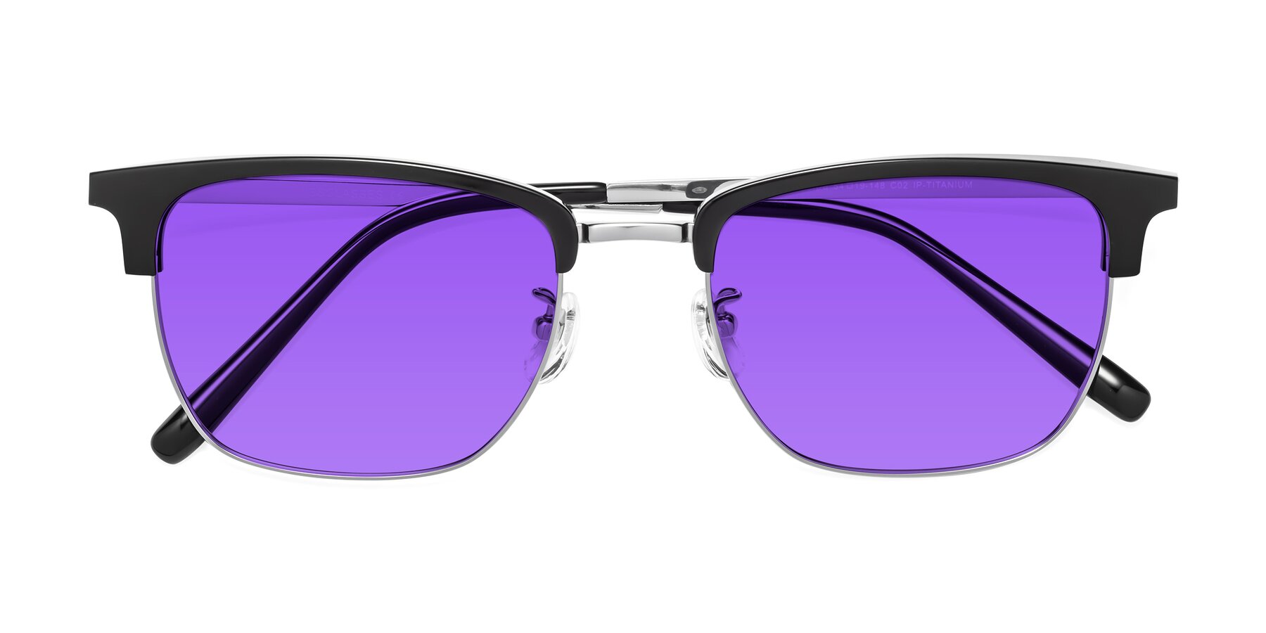 Folded Front of Milpa in Black-Silver with Purple Tinted Lenses