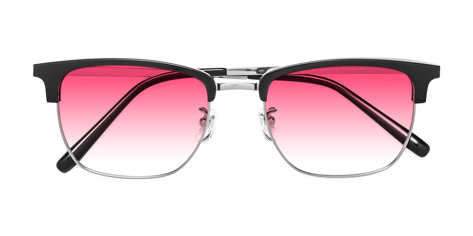 Folded Front of Milpa in Black-Silver with Pink Gradient Lenses
