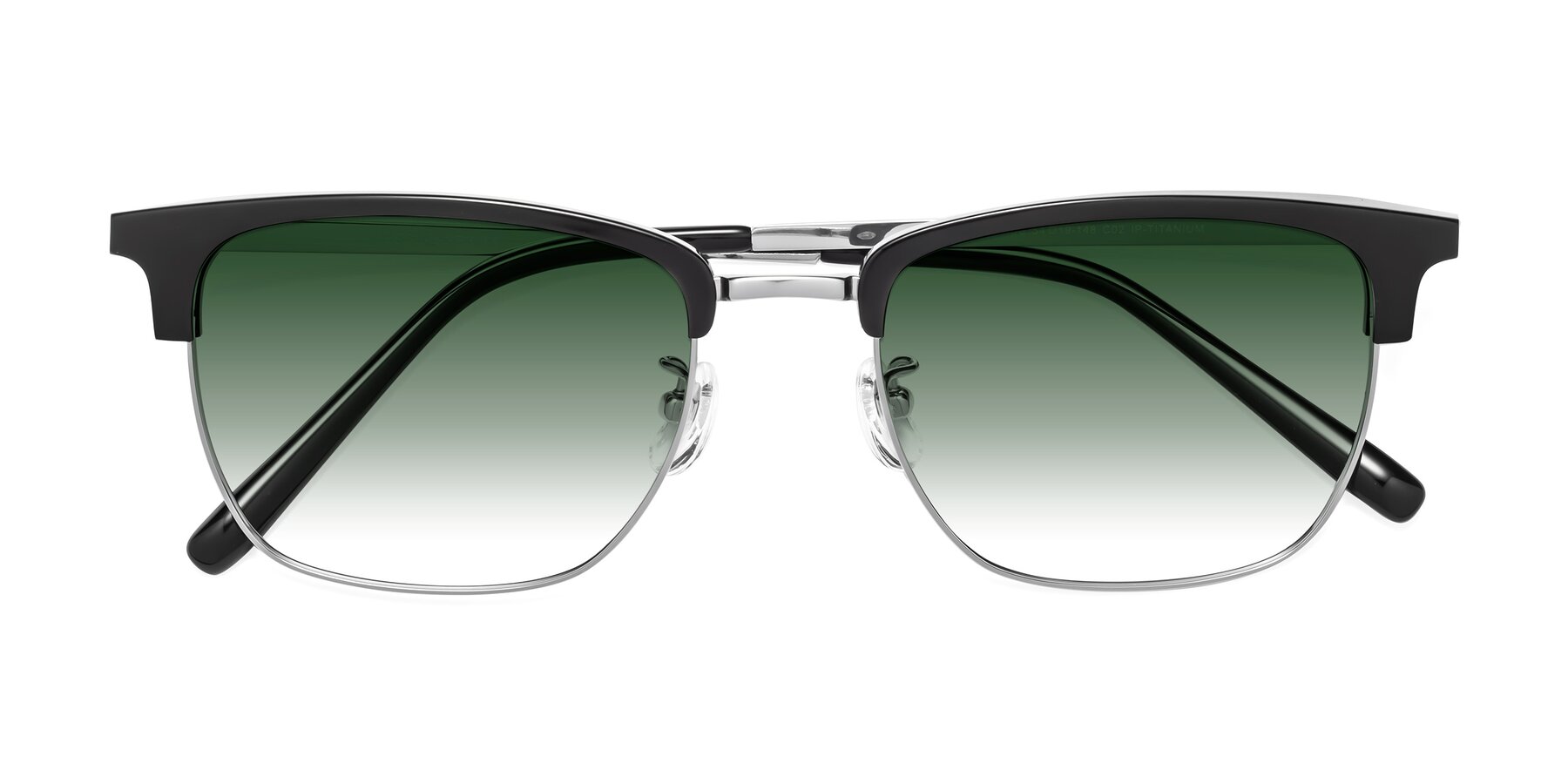 Folded Front of Milpa in Black-Silver with Green Gradient Lenses