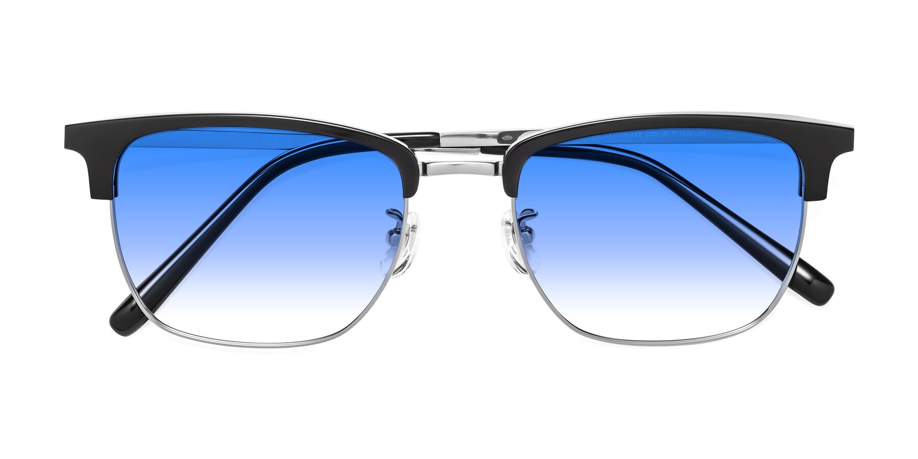 Folded Front of Milpa in Black-Silver with Blue Gradient Lenses