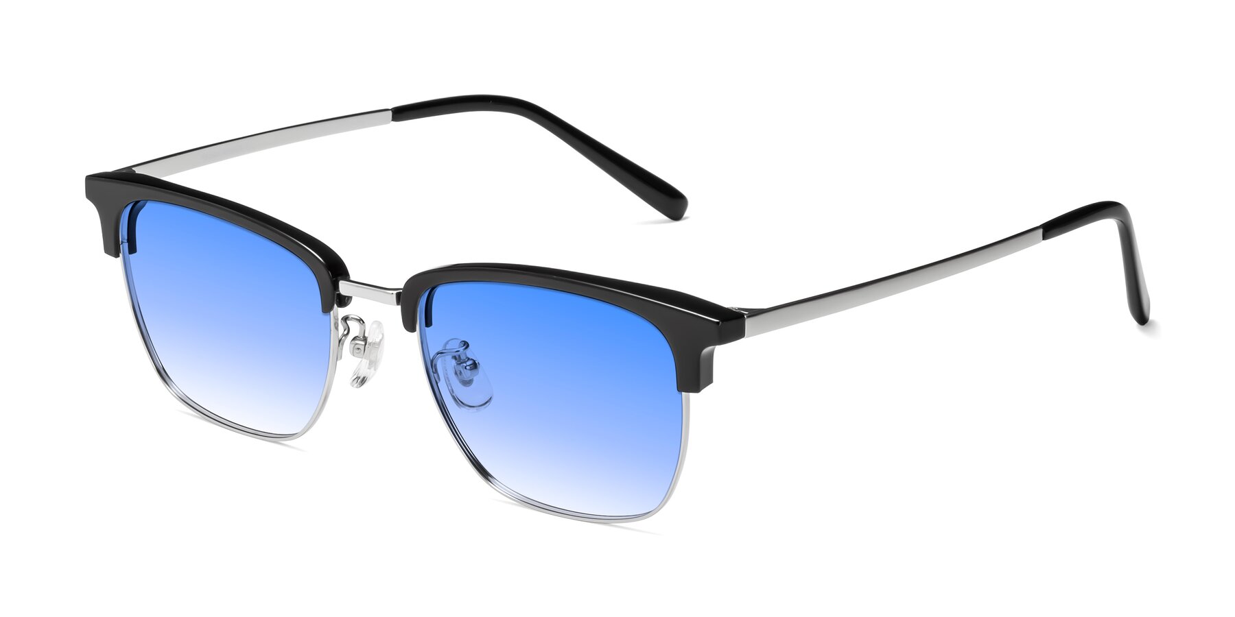 Angle of Milpa in Black-Silver with Blue Gradient Lenses